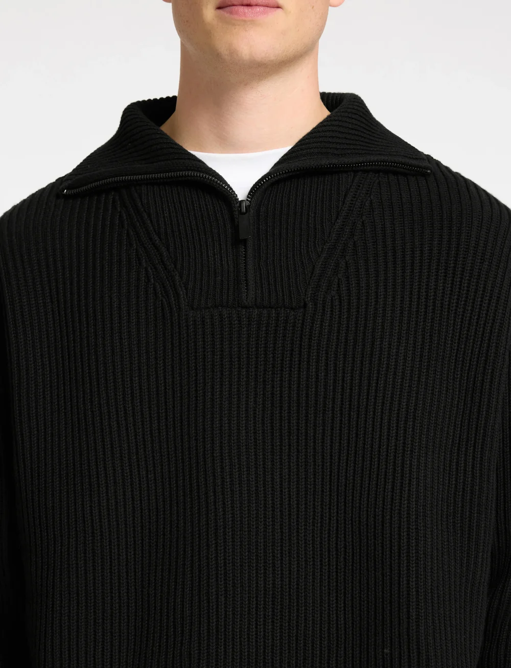 Selected - SLHDRY LS KNIT RELAXED HALF ZIP - half zip-tröjor - black - 4