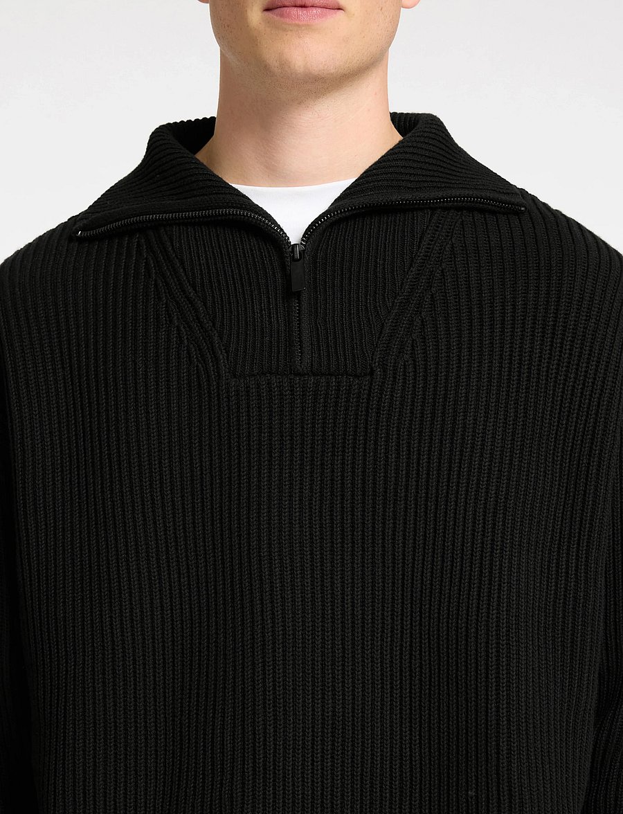 Selected - SLHDRY LS KNIT RELAXED HALF ZIP - pulls demi-zippés - black - 4