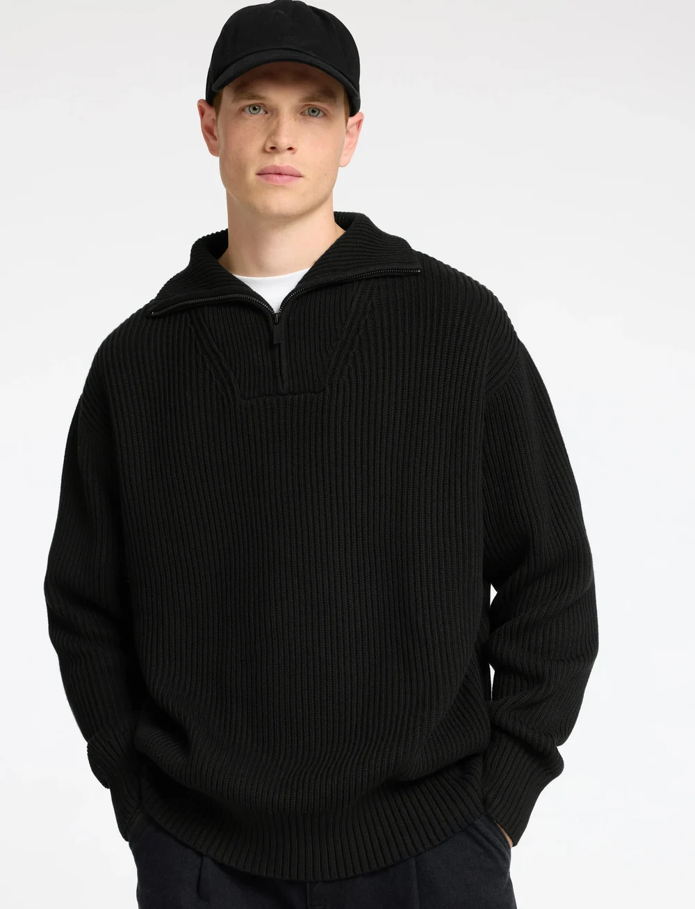 Selected - SLHDRY LS KNIT RELAXED HALF ZIP - half zip-tröjor - black - 5