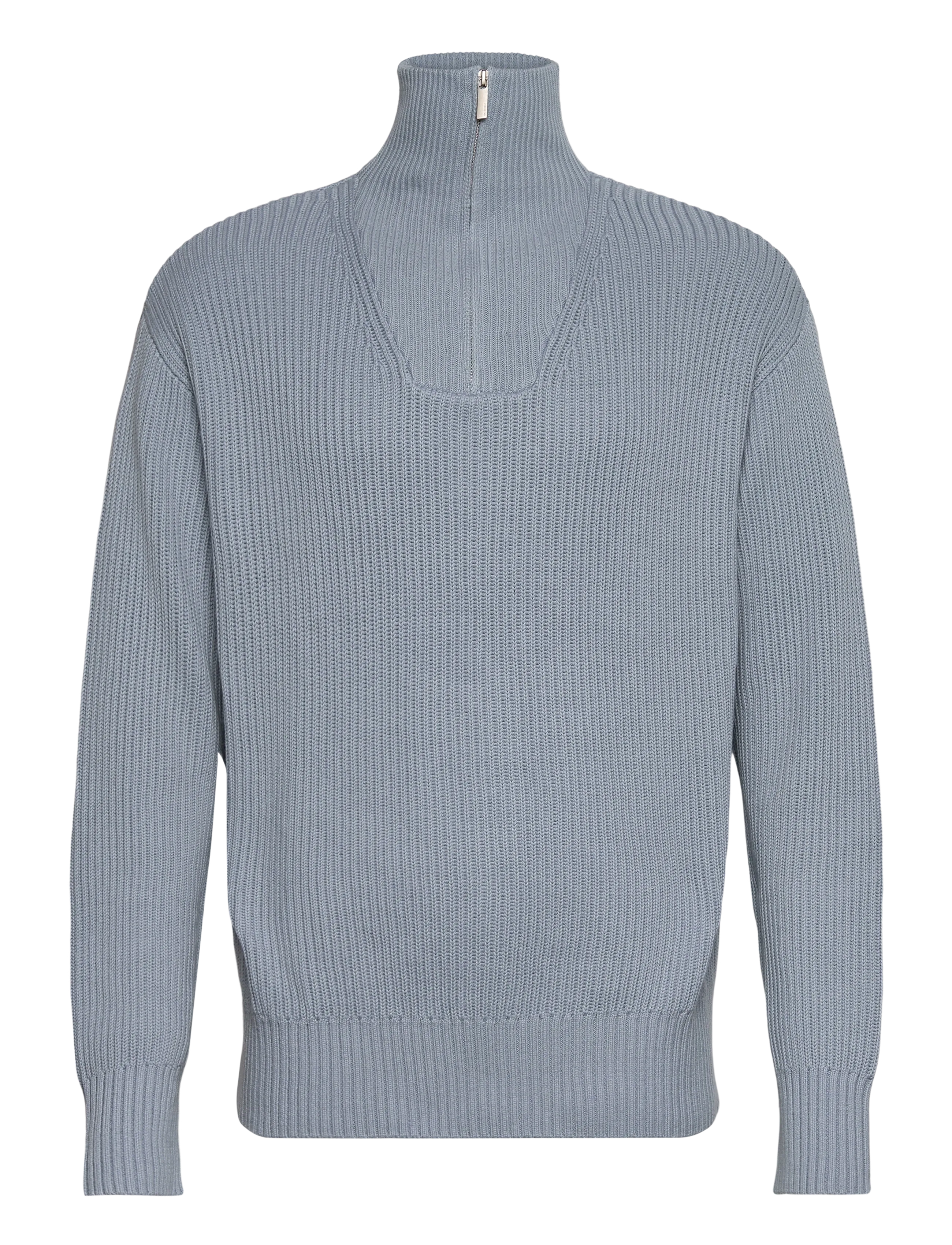 Selected SLHDRY LS KNIT RELAXED HALF ZIP - Tøj - DUSTY BLUE / blue