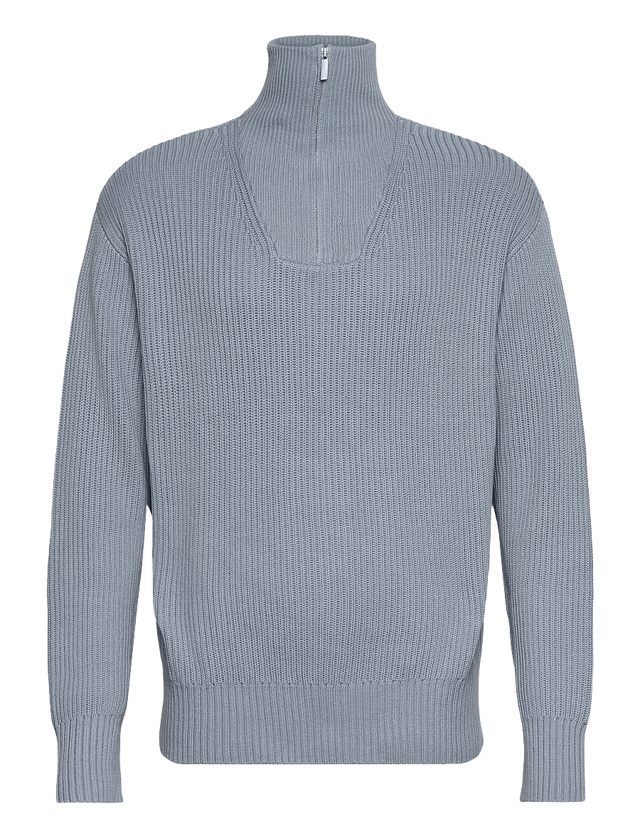 Selected - SLHDRY LS KNIT RELAXED HALF ZIP - pulls demi-zippés - dusty blue - 0