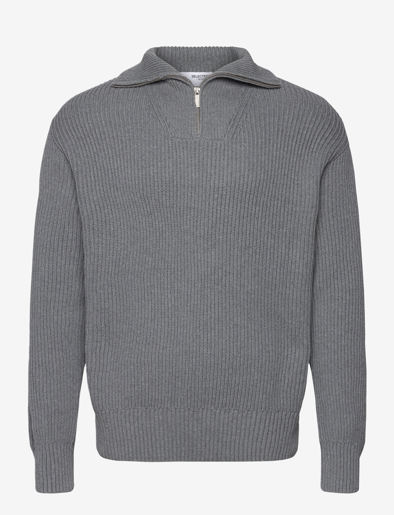 Selected - SLMDRY LS KNIT HALF ZIP - tõmblukk-kaelusega džemprid - medium grey melange - 0