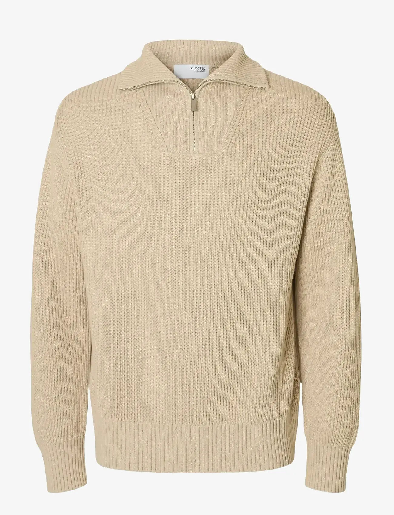 Selected - SLHDRY LS KNIT RELAXED HALF ZIP - halfzip strik - oatmeal - 1