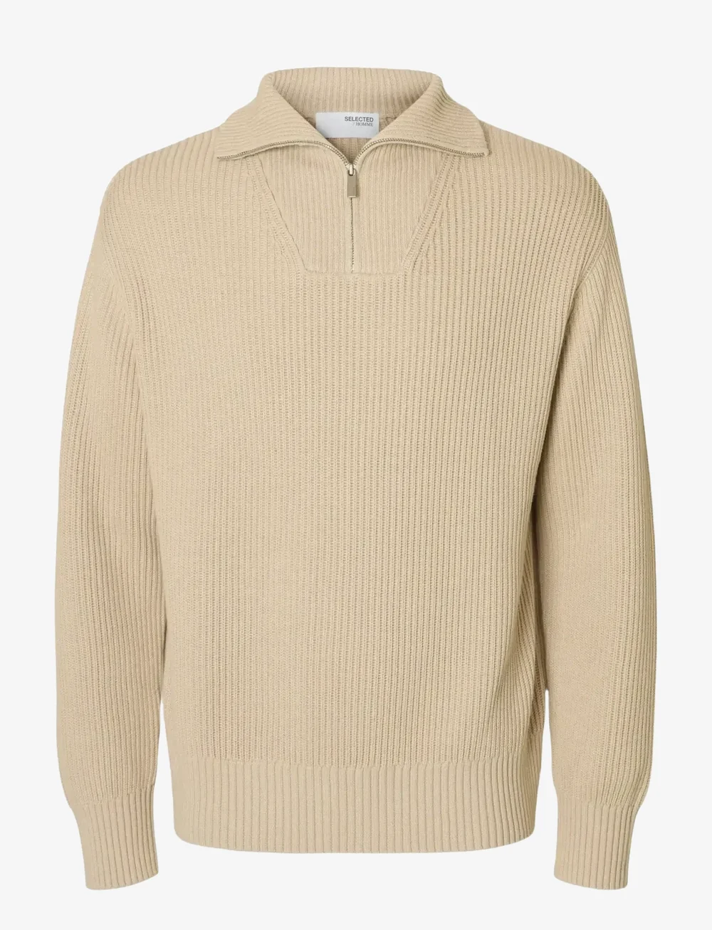 Selected - SLHDRY LS KNIT RELAXED HALF ZIP - half zip-tröjor - oatmeal - 1