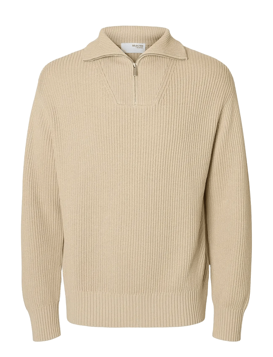 Selected - SLHDRY LS KNIT RELAXED HALF ZIP - pulls demi-zippés - oatmeal - 1