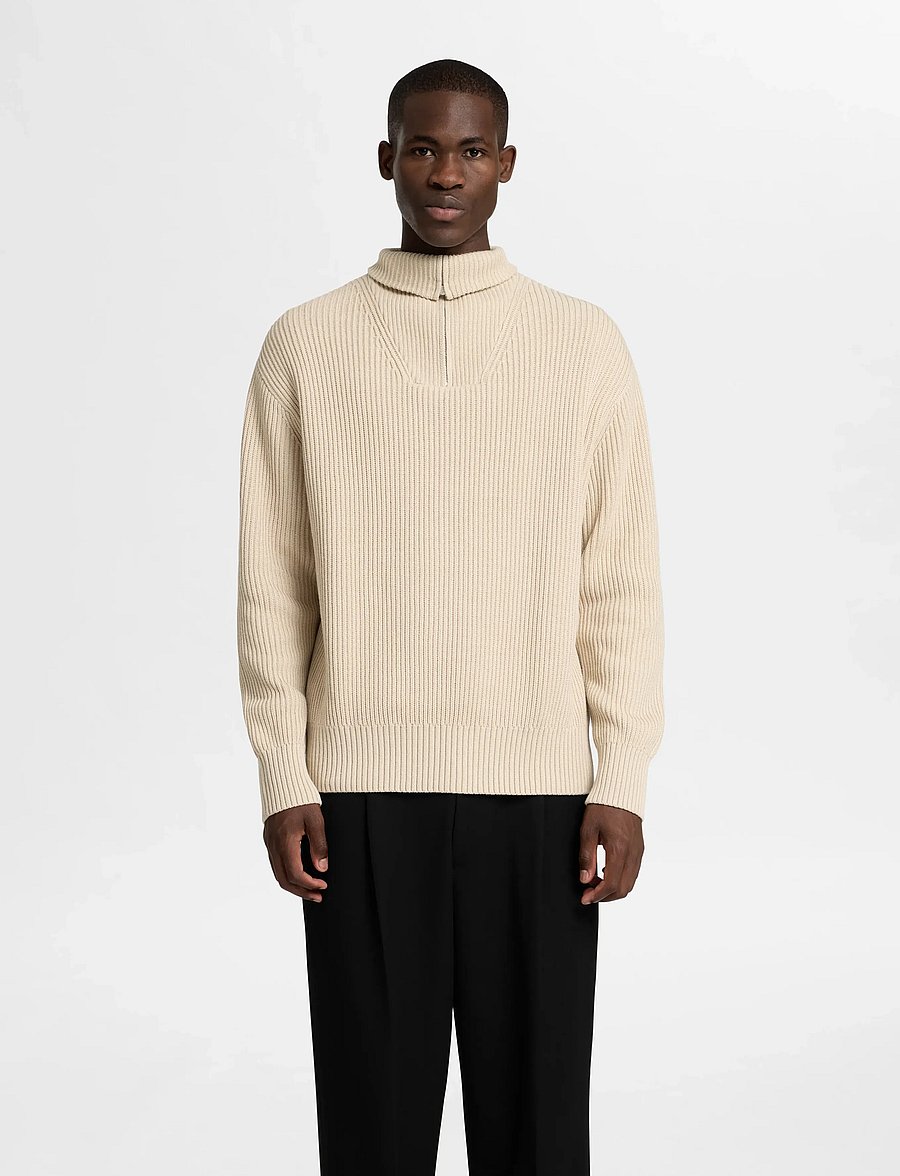 Selected - SLHDRY LS KNIT RELAXED HALF ZIP - pulls demi-zippés - oatmeal - 0