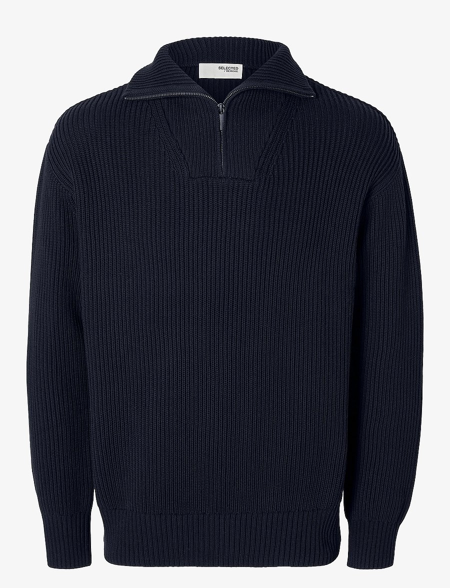 Selected - SLHDRY LS KNIT RELAXED HALF ZIP - truien met halve rits - sky captain - 0