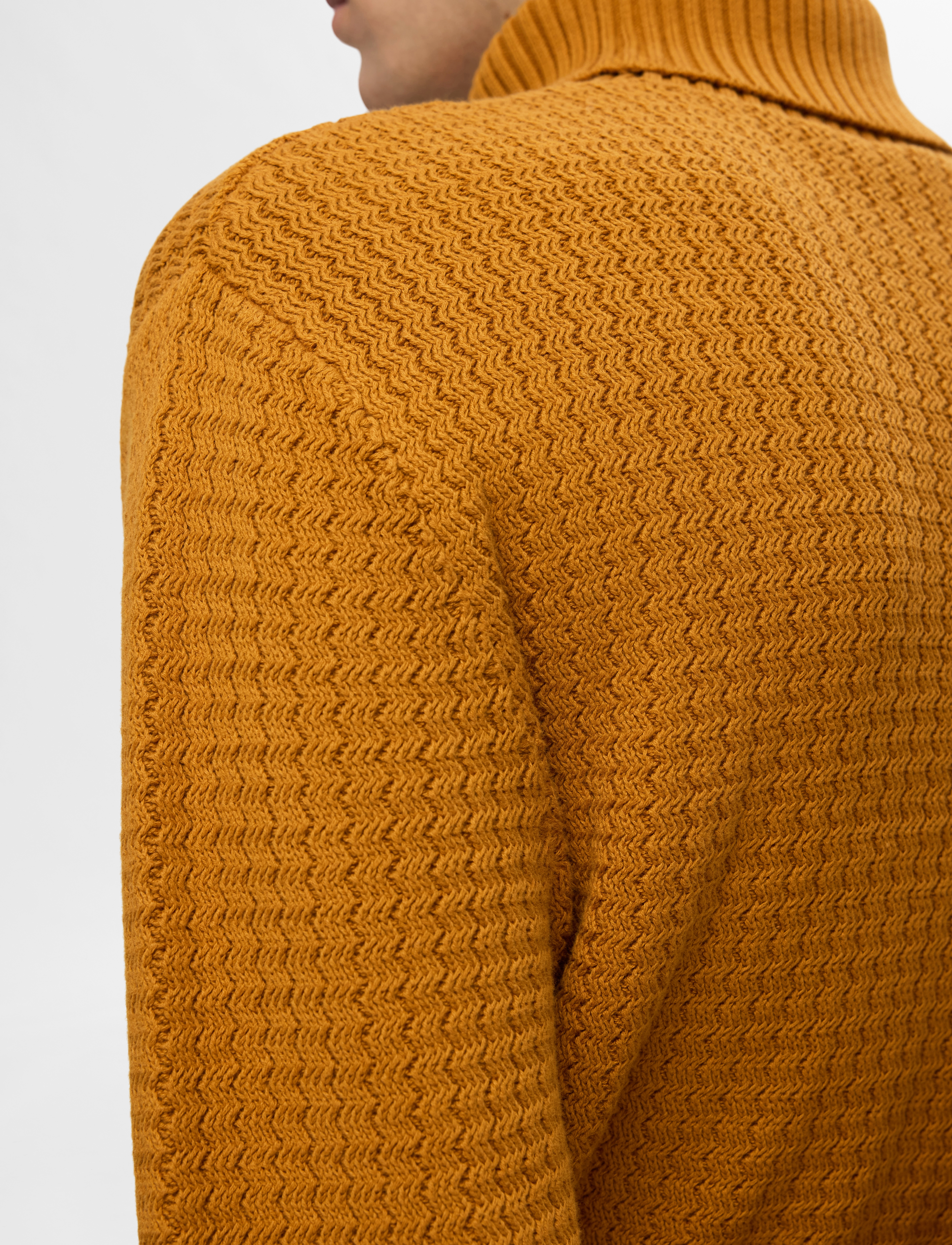 Selected - SLHZIG LS KNIT STRUCTURE ROLL NECK - cathay spice - 2