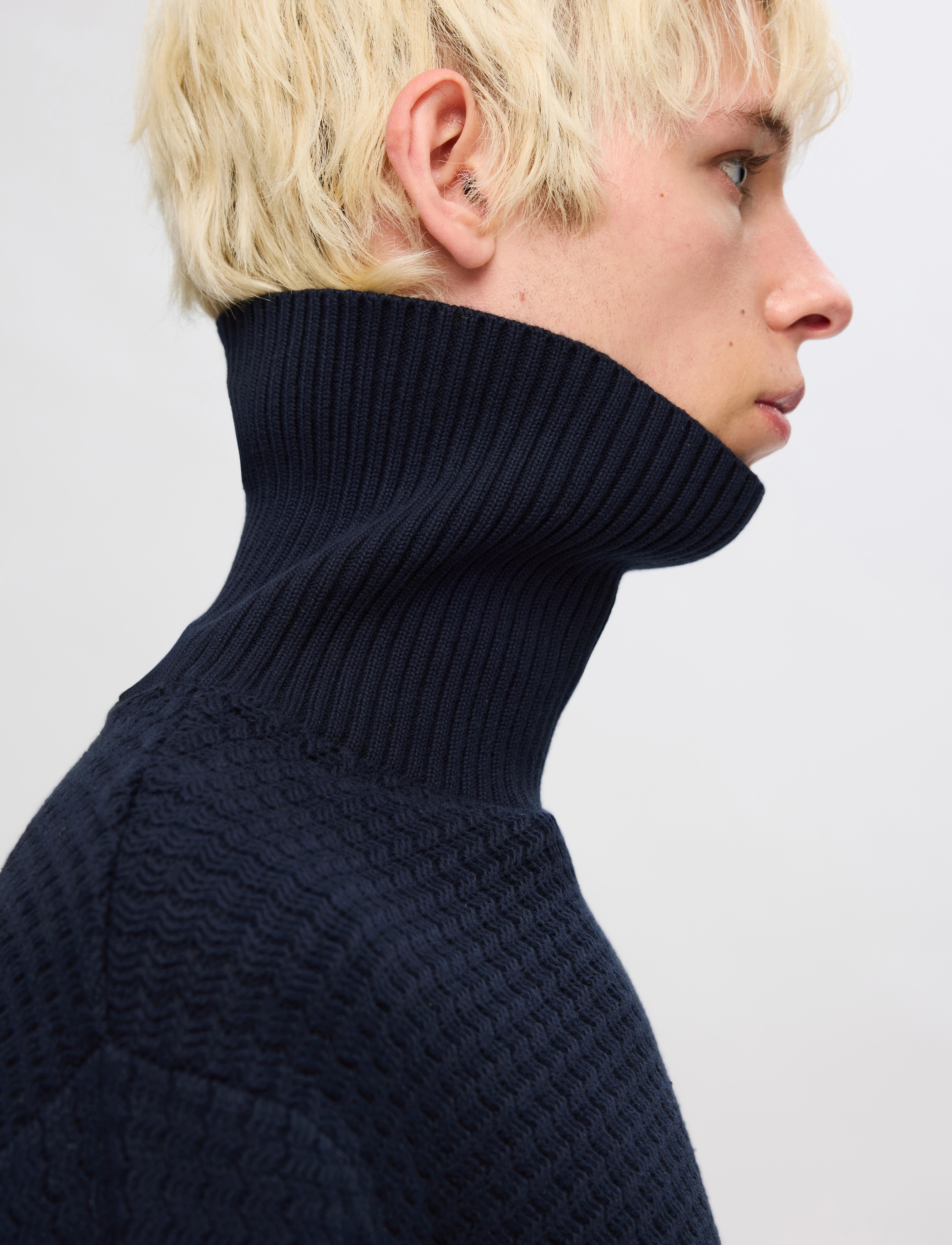 Selected - SLHZIG LS KNIT STRUCTURE ROLL NECK - sky captain - 5