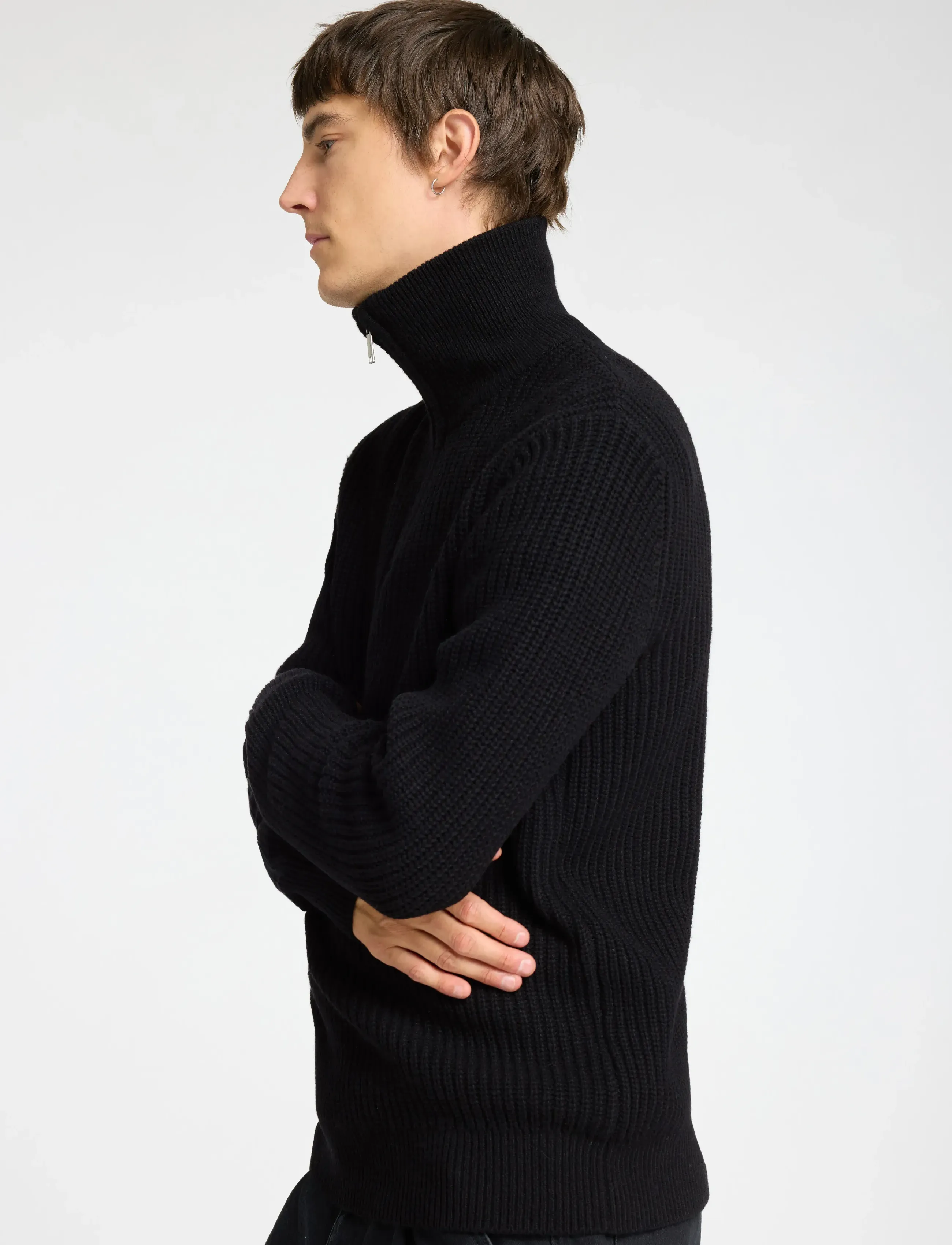 Selected - SLHLAND LS KNIT HALF ZIP - pullover mit halbem reißverschluss - black - 3