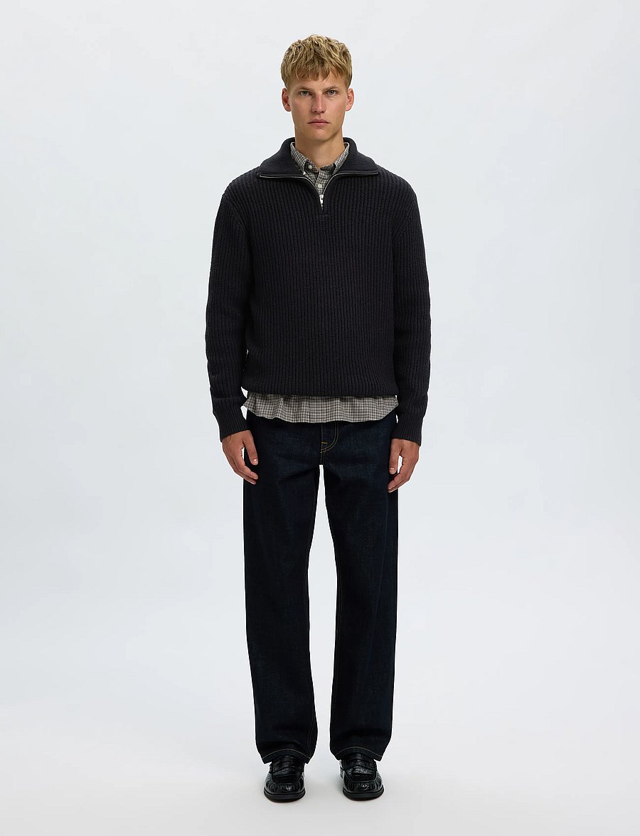 Selected - SLMLAND LS KNIT HALF ZIP - pullover mit halbem reißverschluss - black - 3