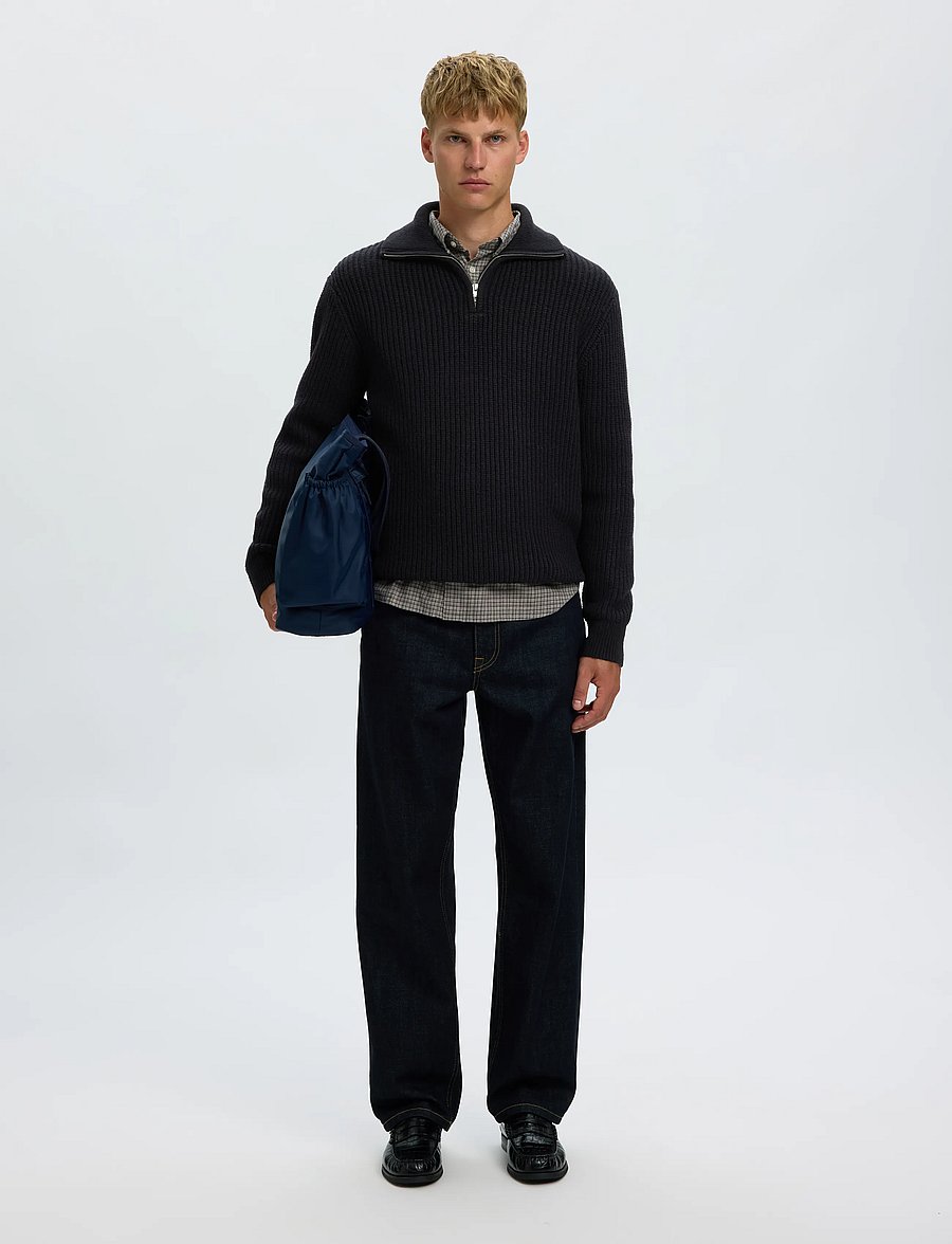Selected - SLMLAND LS KNIT HALF ZIP - pullover mit halbem reißverschluss - black - 5