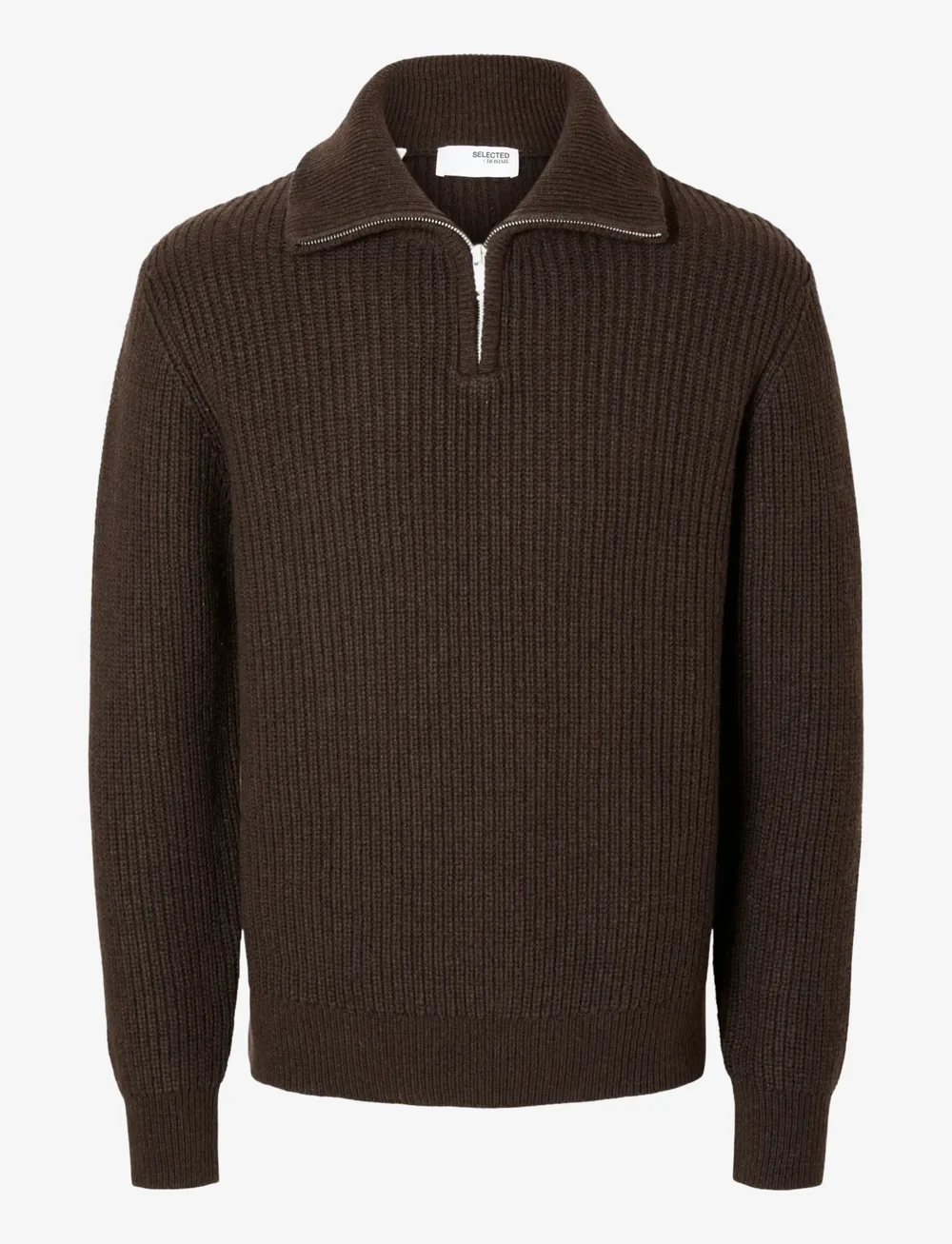 Selected - SLHLAND LS KNIT HALF ZIP - half zip-tröjor - chocolate torte - 1