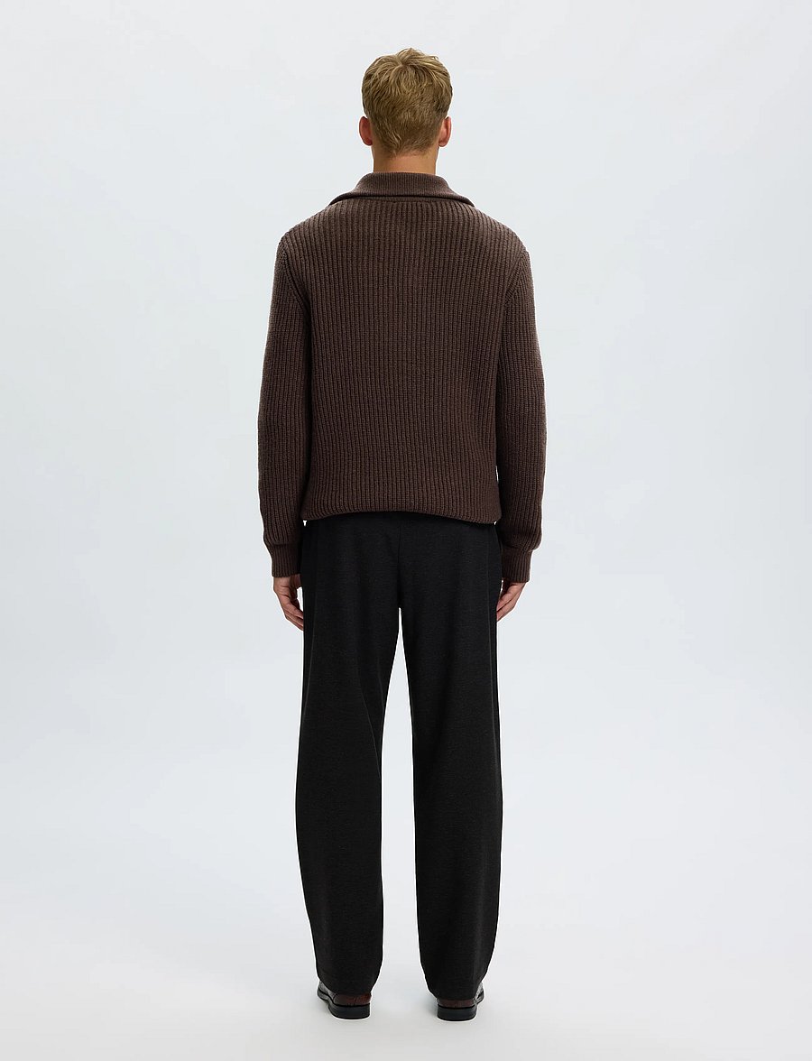 Selected - SLHLAND LS KNIT HALF ZIP - poolpika lukuga džemprid - chocolate torte - 2