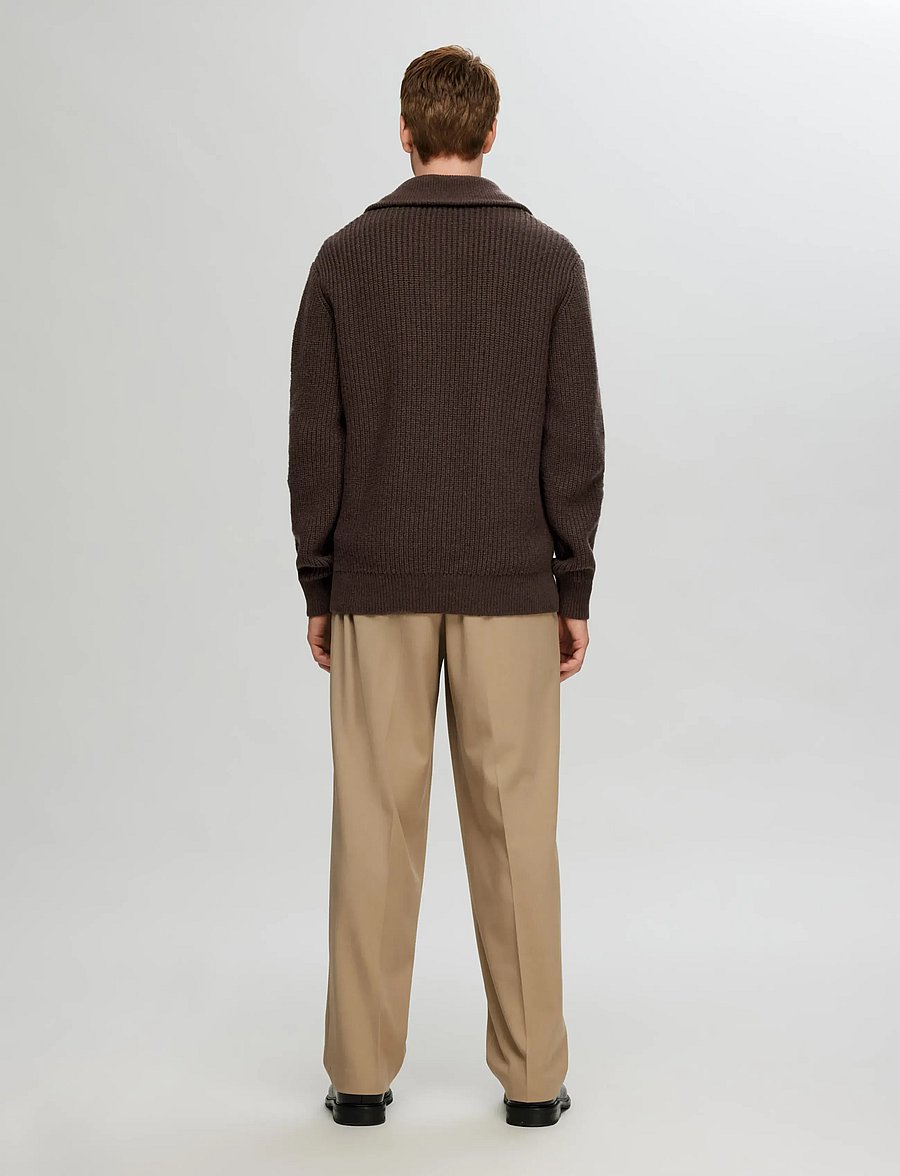 Selected - SLHLAND LS KNIT HALF ZIP - puolivetoketjulliset neuleet - chocolate torte - 2
