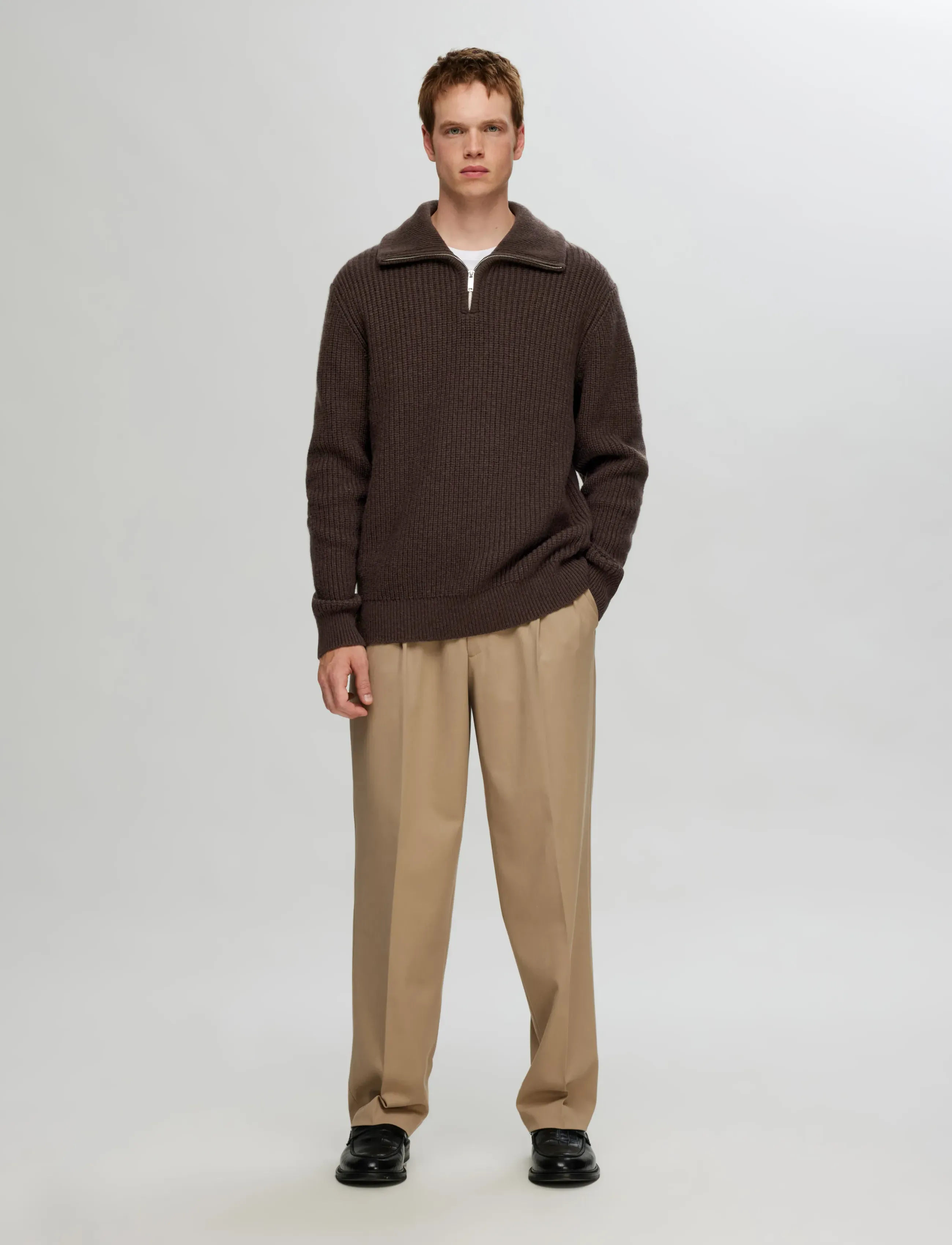 Selected - SLHLAND LS KNIT HALF ZIP - pullover mit halbem reißverschluss - chocolate torte - 3