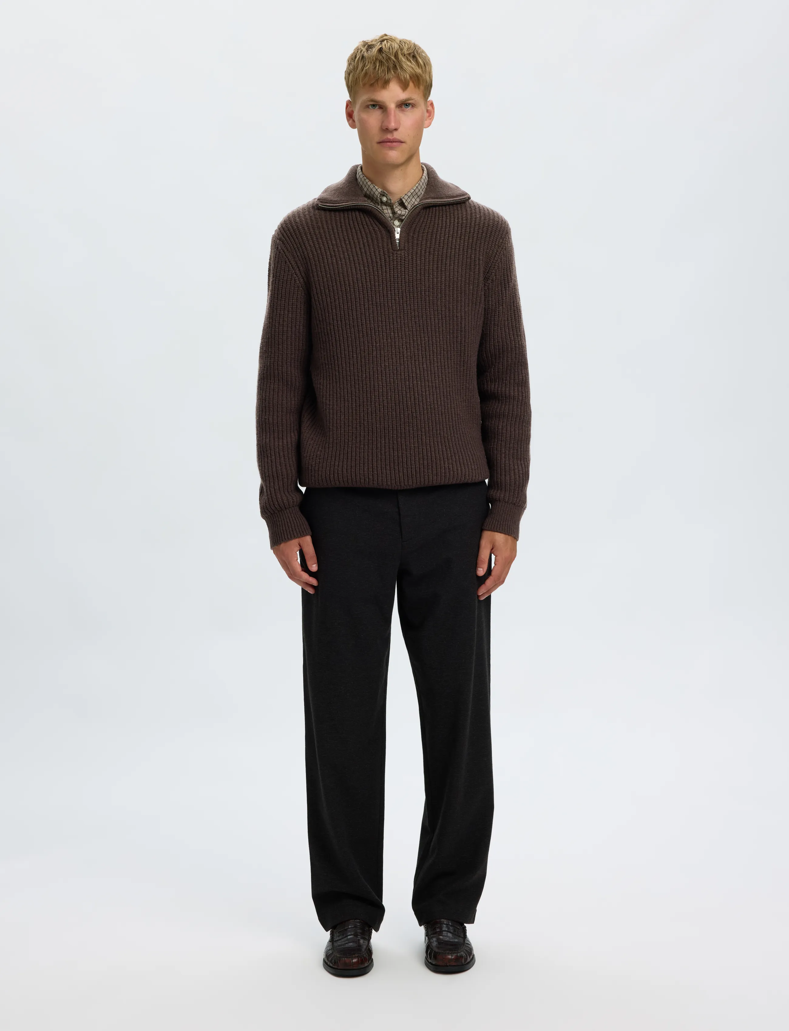 Selected - SLMLAND LS KNIT HALF ZIP - half zip-tröjor - chocolate torte - 3