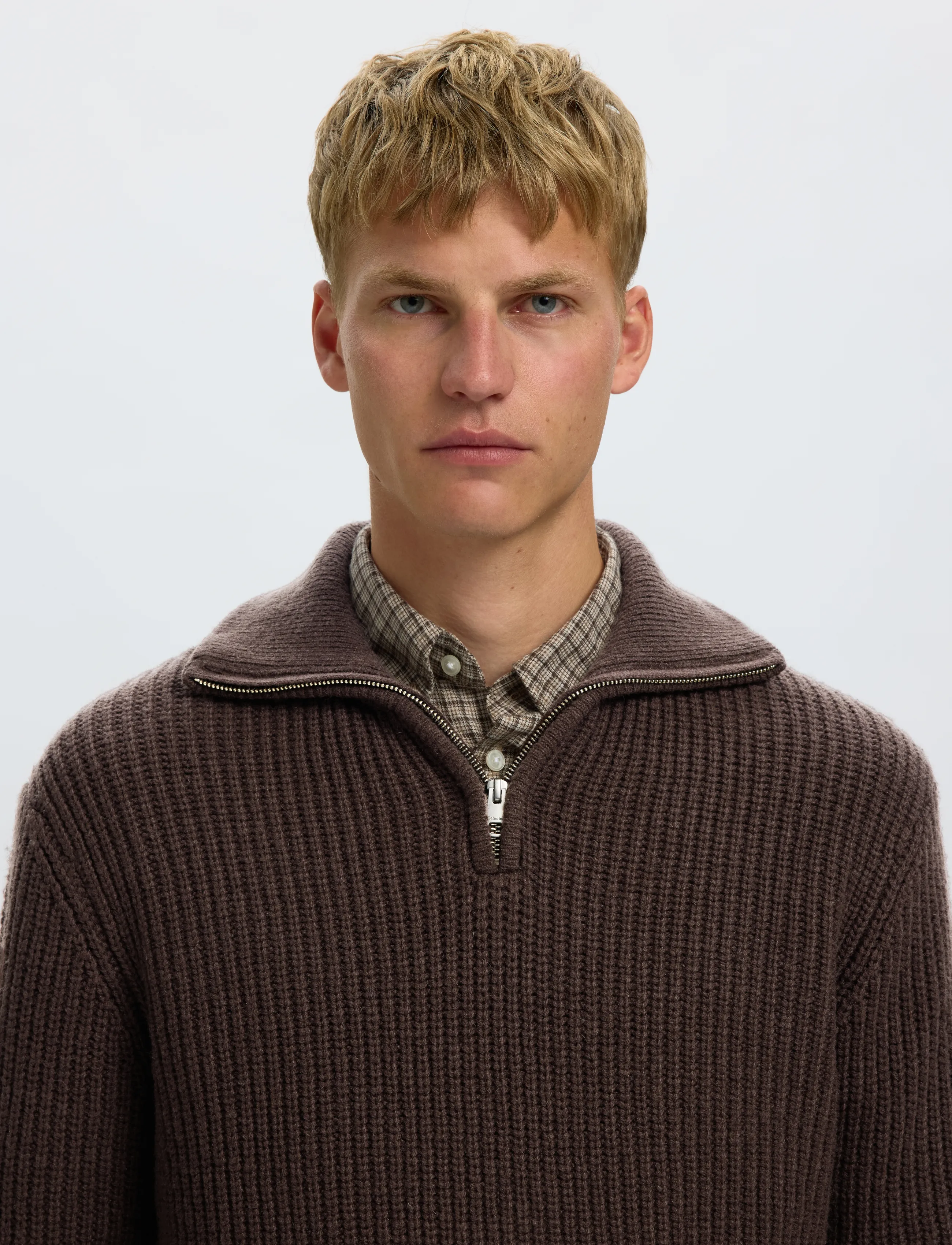 Selected - SLMLAND LS KNIT HALF ZIP - half zip-tröjor - chocolate torte - 4