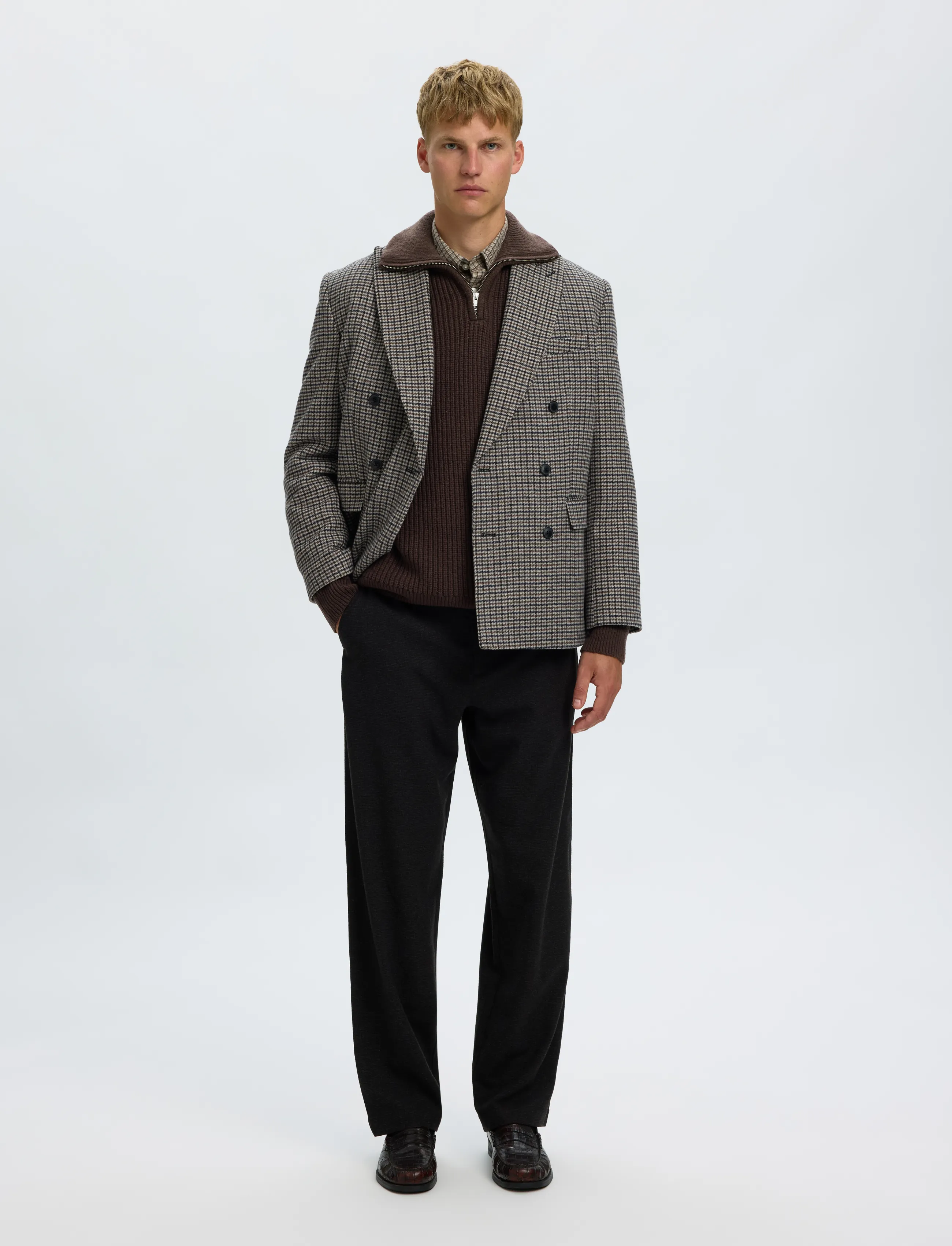 Selected - SLMLAND LS KNIT HALF ZIP - half zip-tröjor - chocolate torte - 5
