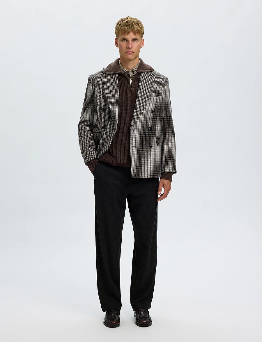 Selected - SLHLAND LS KNIT HALF ZIP - poolpika lukuga džemprid - chocolate torte - 5