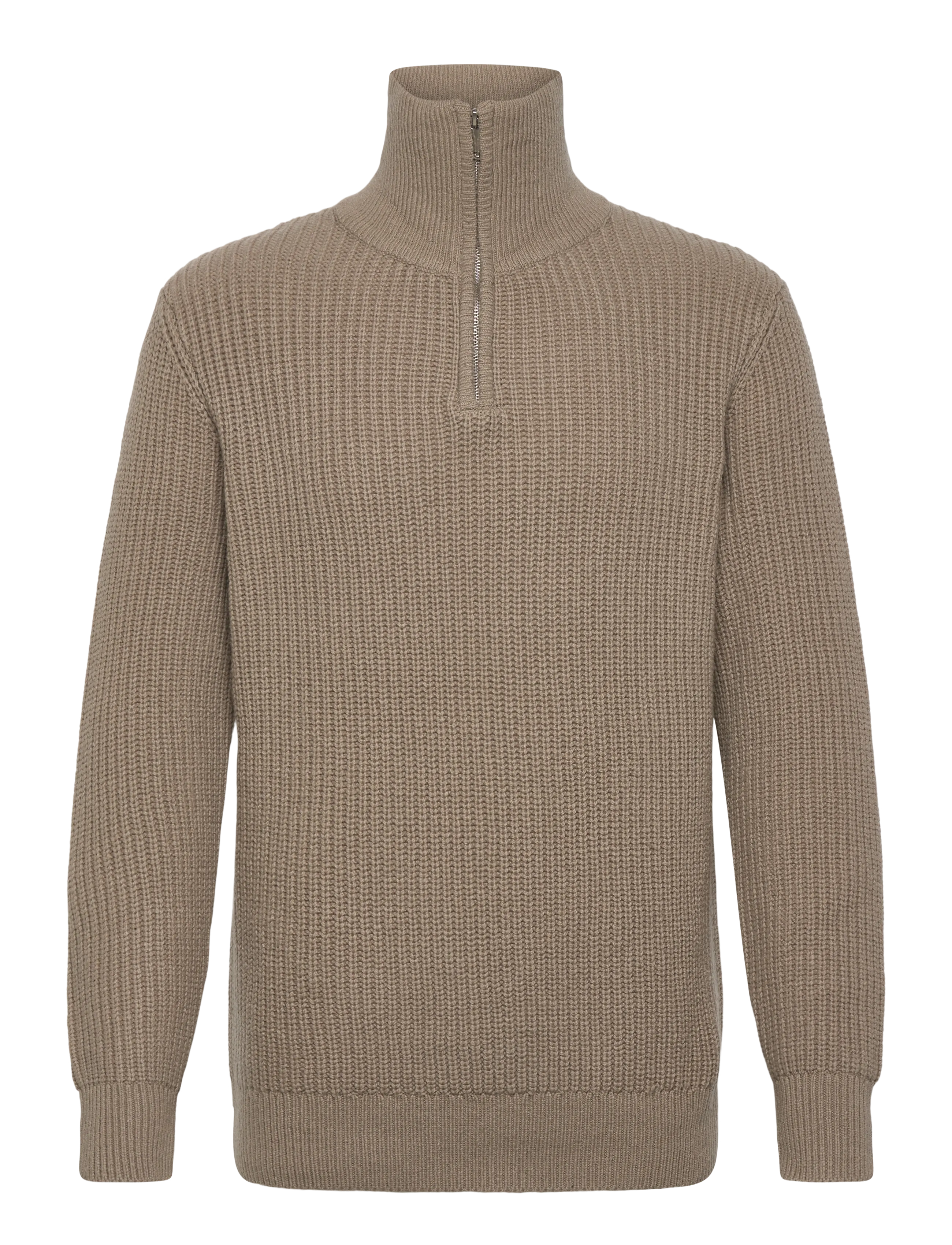 SELECTED Slmland Ls Knit Half Zip Beige - L - Herren