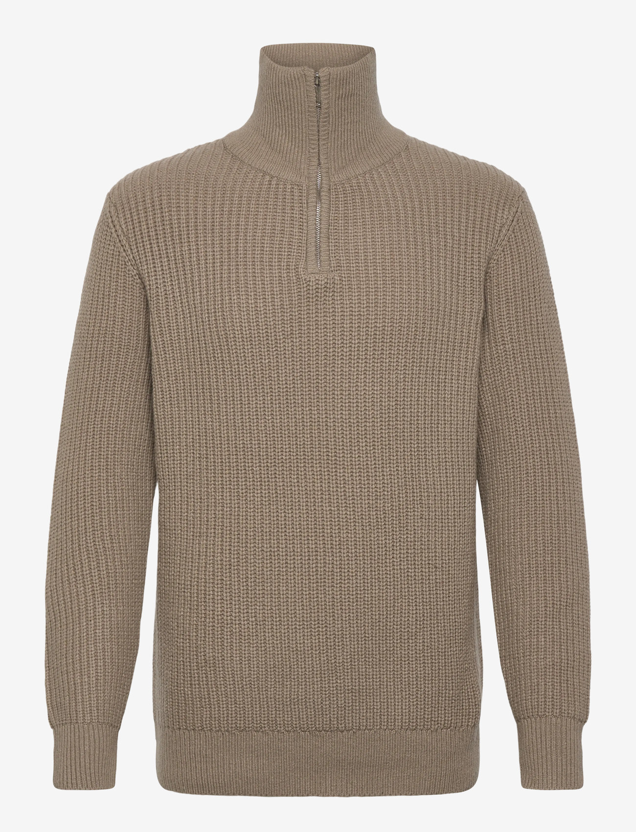 Selected - SLHLAND LS KNIT HALF ZIP - pullover mit halbem reißverschluss - greige - 0