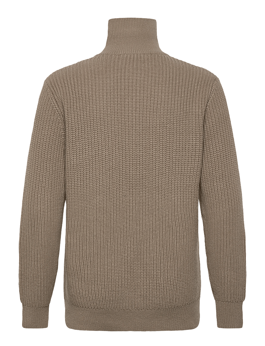 Selected - SLHLAND LS KNIT HALF ZIP - puolivetoketjulliset neuleet - greige - 1