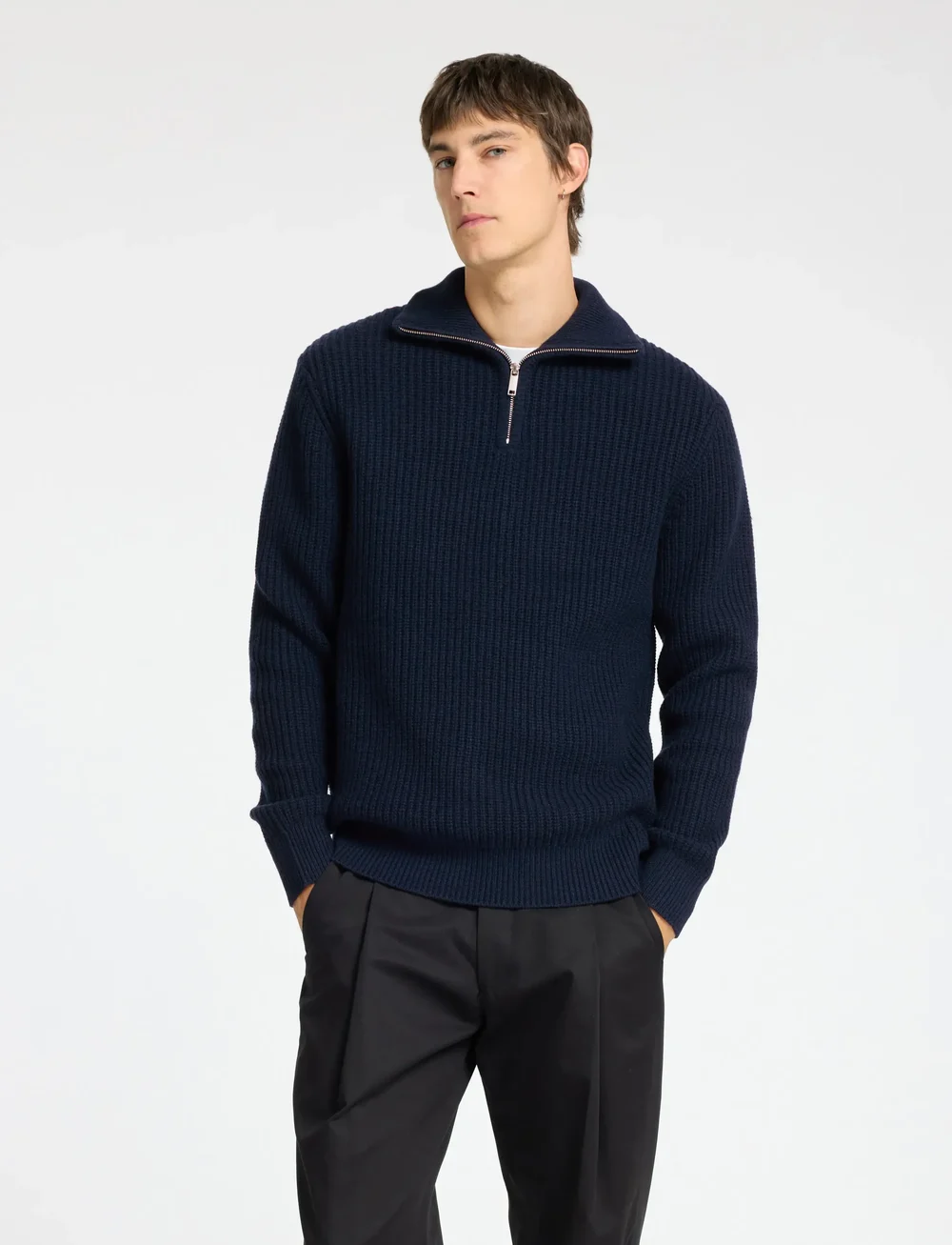 Selected - SLHLAND LS KNIT HALF ZIP - halfzip strik - sky captain - 0