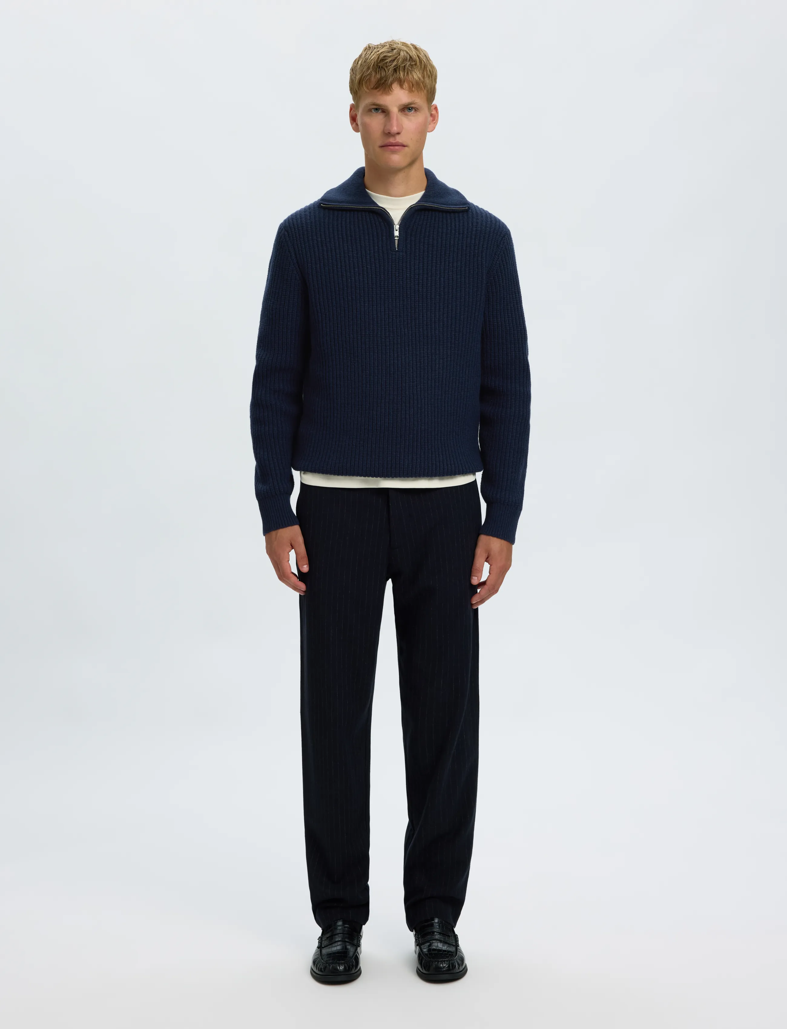 Selected - SLMLAND LS KNIT HALF ZIP - pullover mit halbem reißverschluss - sky captain - 3