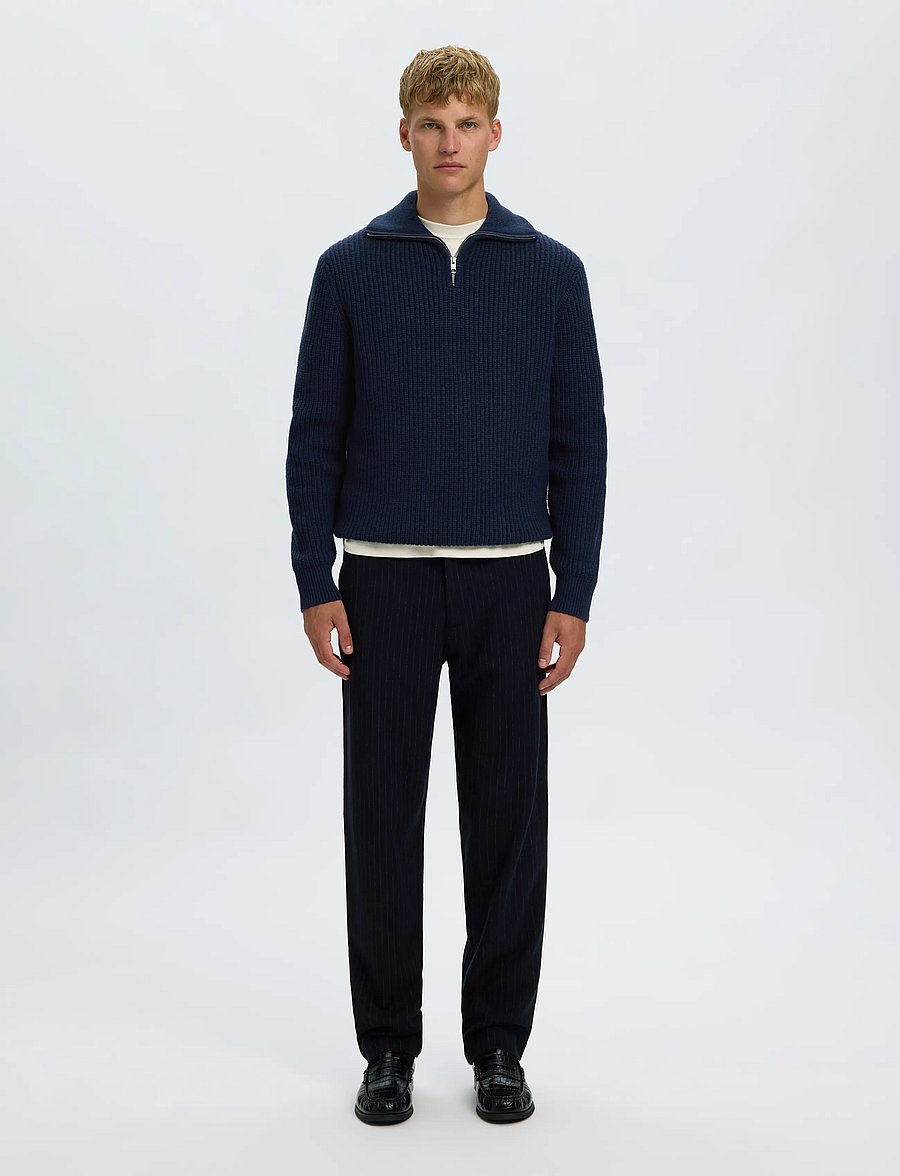 Selected - SLMLAND LS KNIT HALF ZIP - pullover mit halbem reißverschluss - sky captain - 3