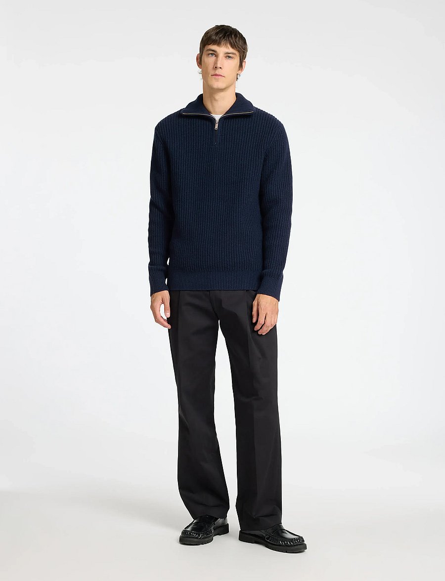 Selected - SLHLAND LS KNIT HALF ZIP - puolivetoketjulliset neuleet - sky captain - 3