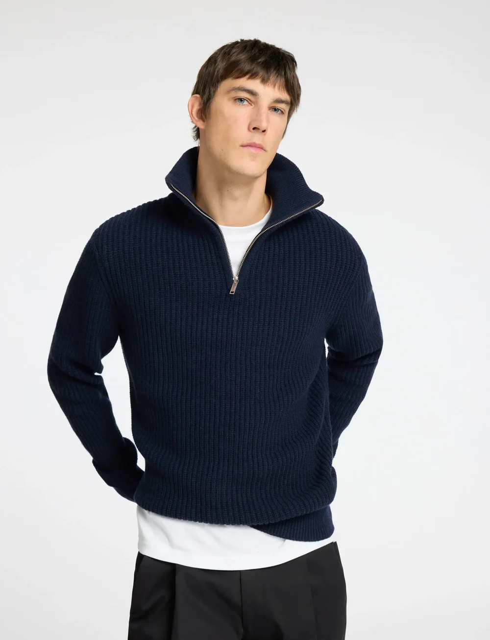 Selected - SLHLAND LS KNIT HALF ZIP - halfzip strik - sky captain - 4