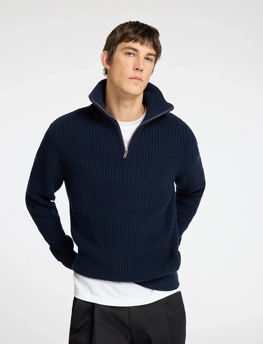 Selected - SLHLAND LS KNIT HALF ZIP - puolivetoketjulliset neuleet - sky captain - 4