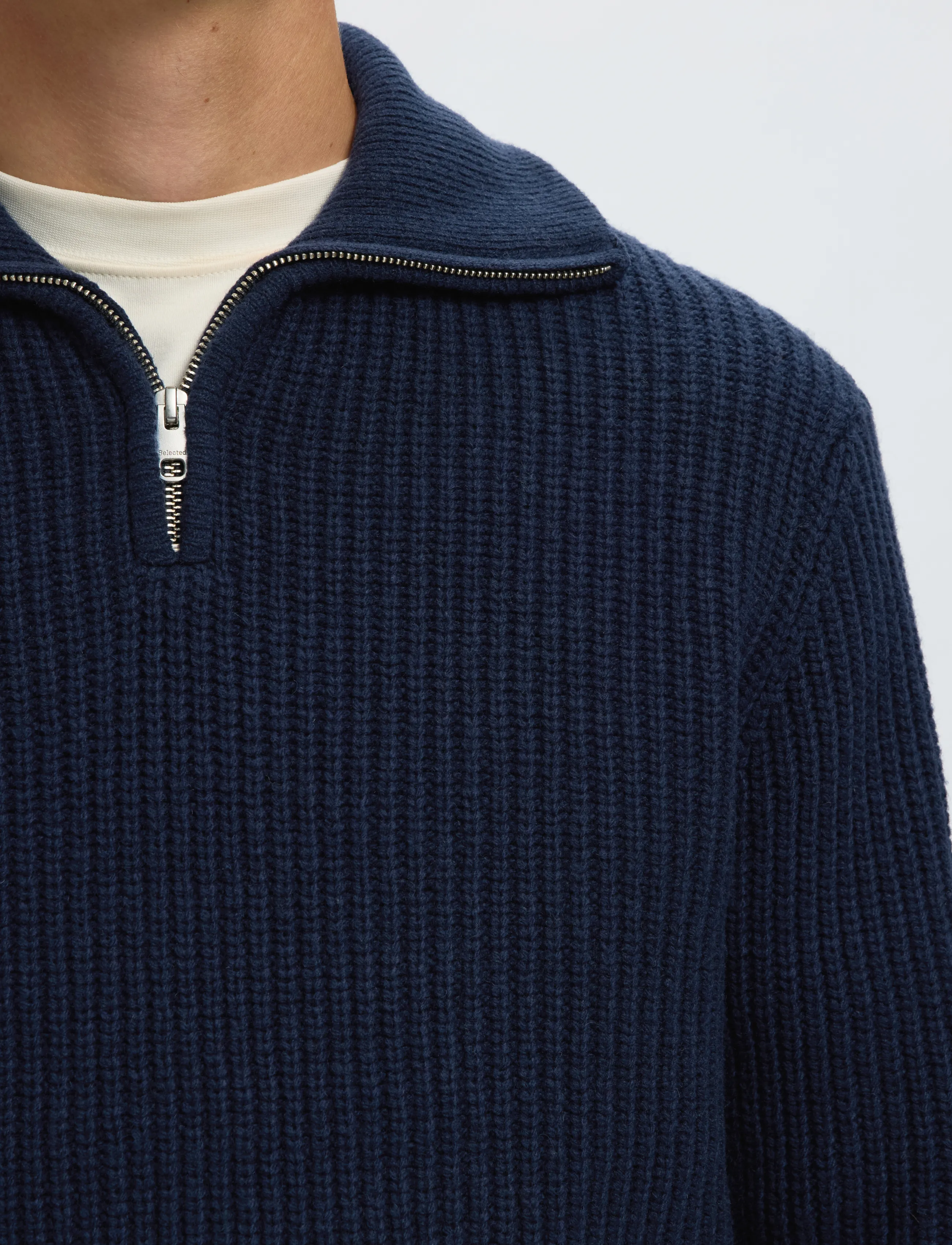 Selected - SLMLAND LS KNIT HALF ZIP - pullover mit halbem reißverschluss - sky captain - 4