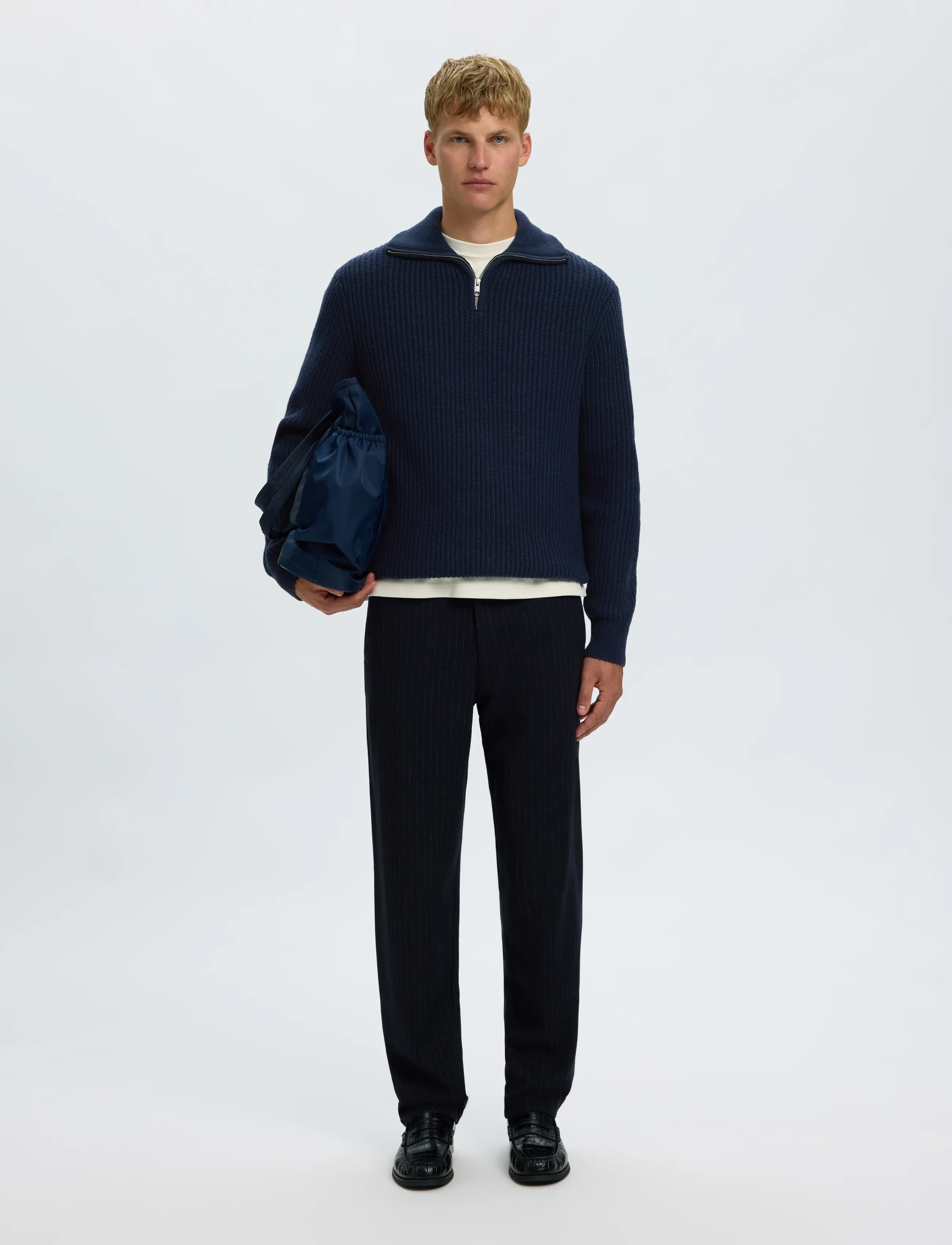 Selected - SLMLAND LS KNIT HALF ZIP - pullover mit halbem reißverschluss - sky captain - 5