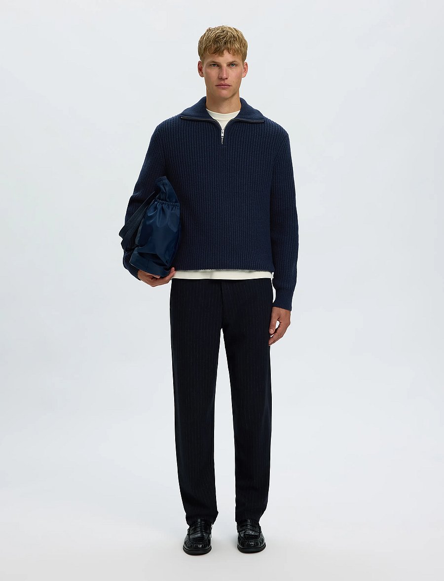Selected - SLMLAND LS KNIT HALF ZIP - pullover mit halbem reißverschluss - sky captain - 5
