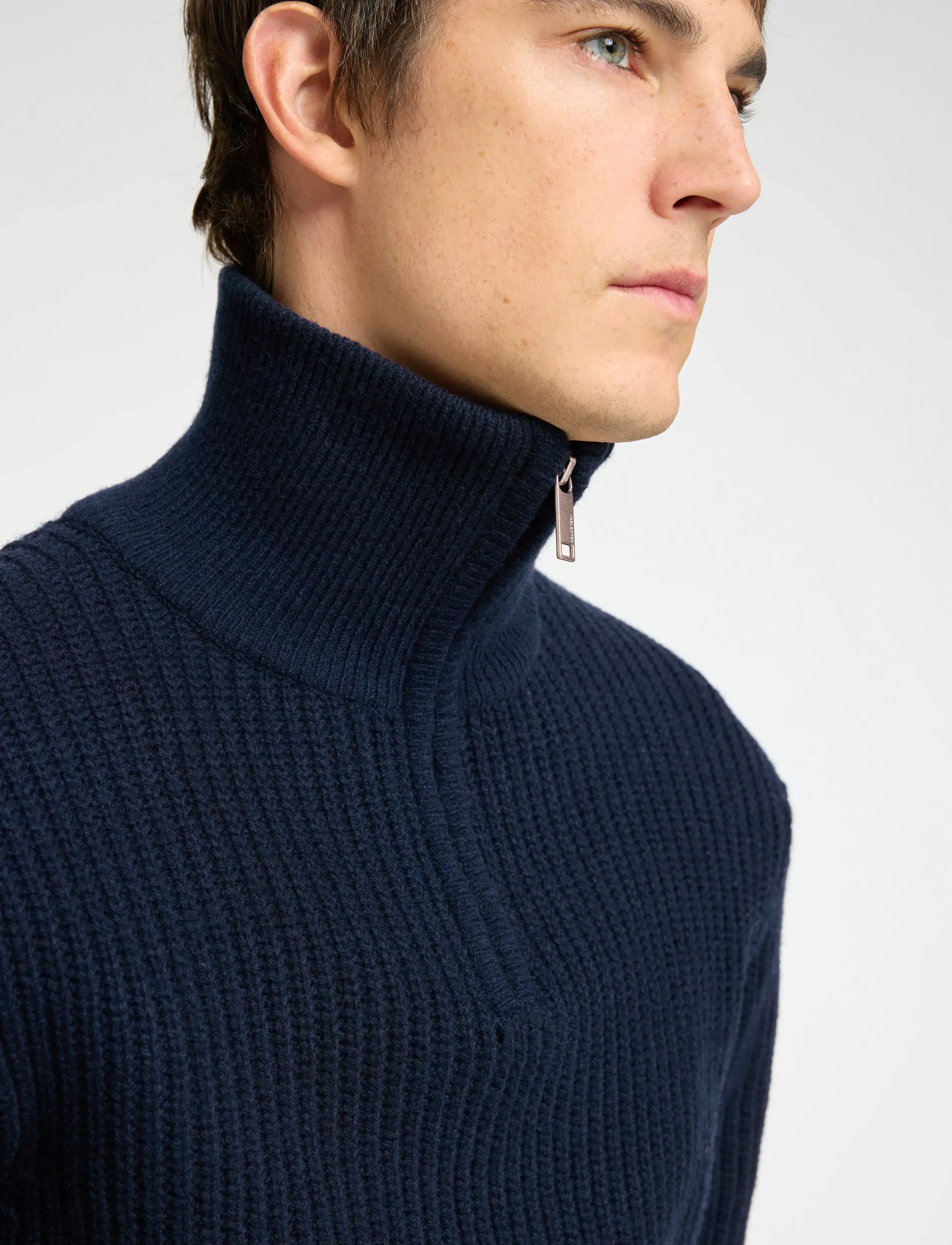 Selected - SLHLAND LS KNIT HALF ZIP - halfzip strik - sky captain - 5