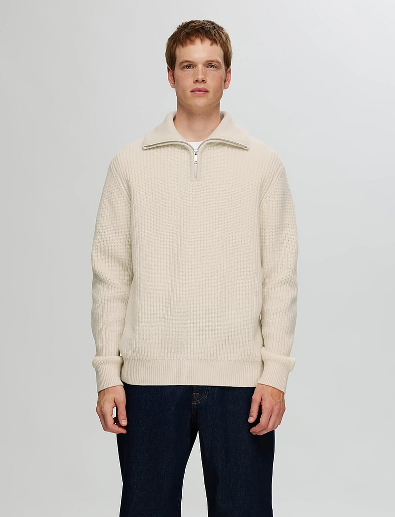 Selected - SLHLAND LS KNIT HALF ZIP - half zip-tröjor - tofu - 0