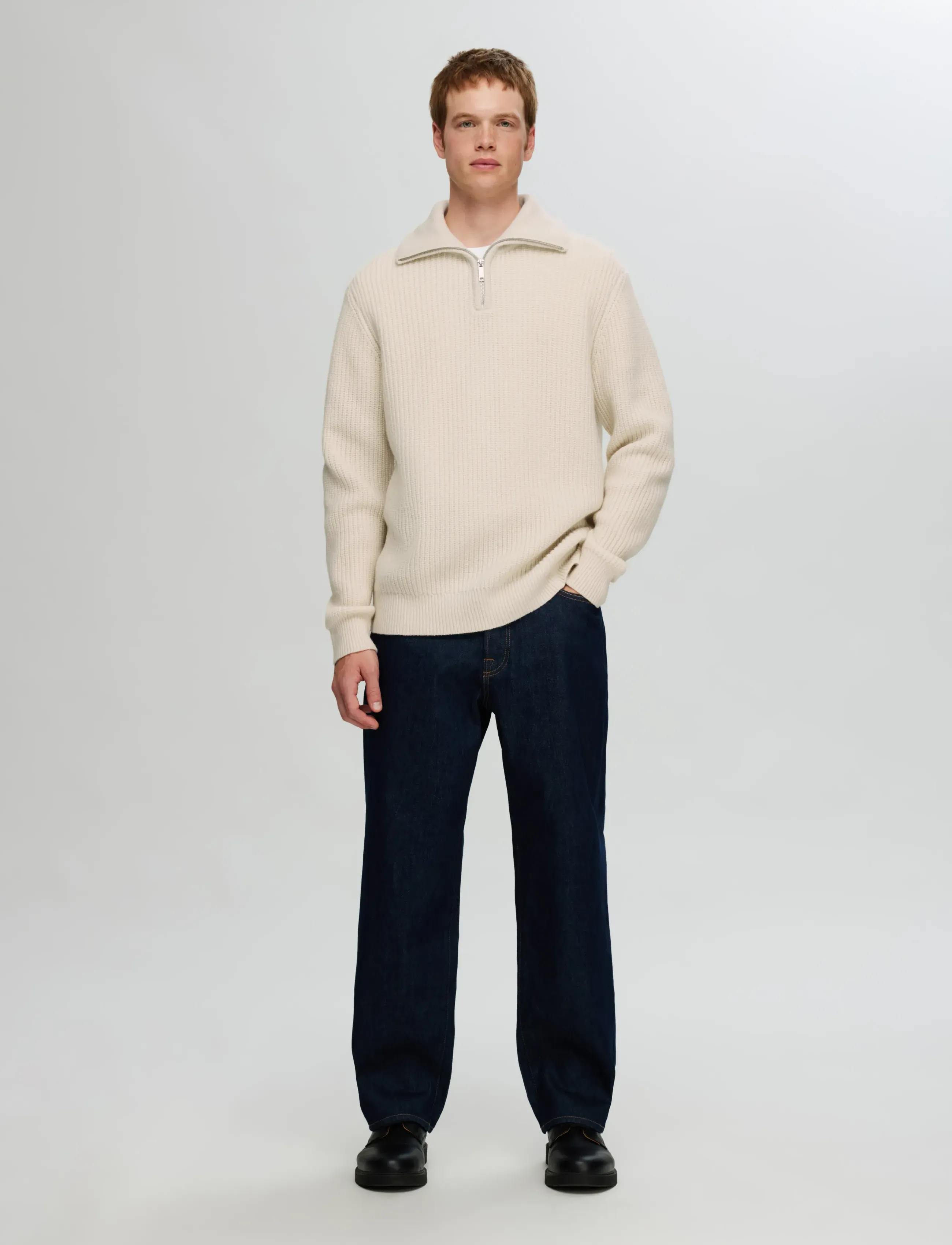 Selected - SLHLAND LS KNIT HALF ZIP - halfzip strik - tofu - 3