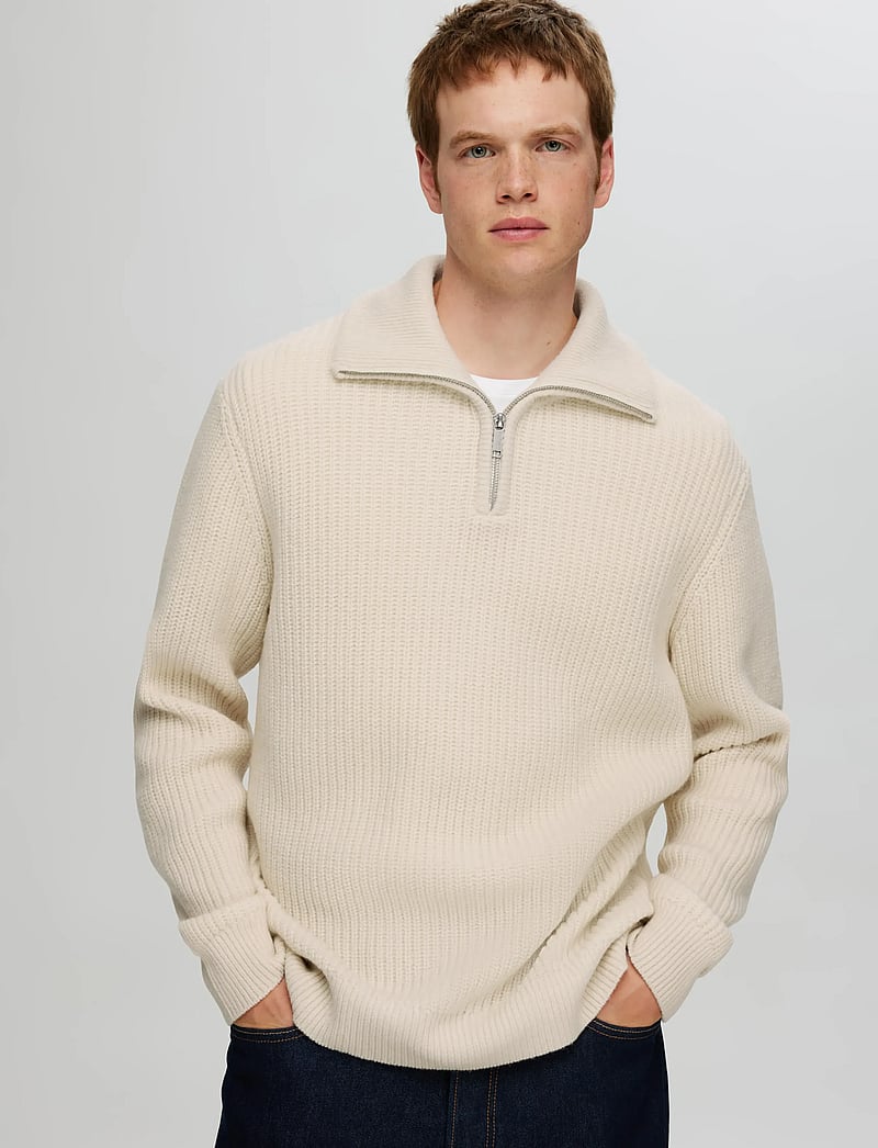 Selected - SLHLAND LS KNIT HALF ZIP - half zip-tröjor - tofu - 4