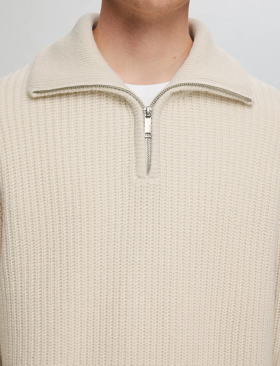 Selected - SLMLAND LS KNIT HALF ZIP - puolivetoketjulliset neuleet - tofu - 5