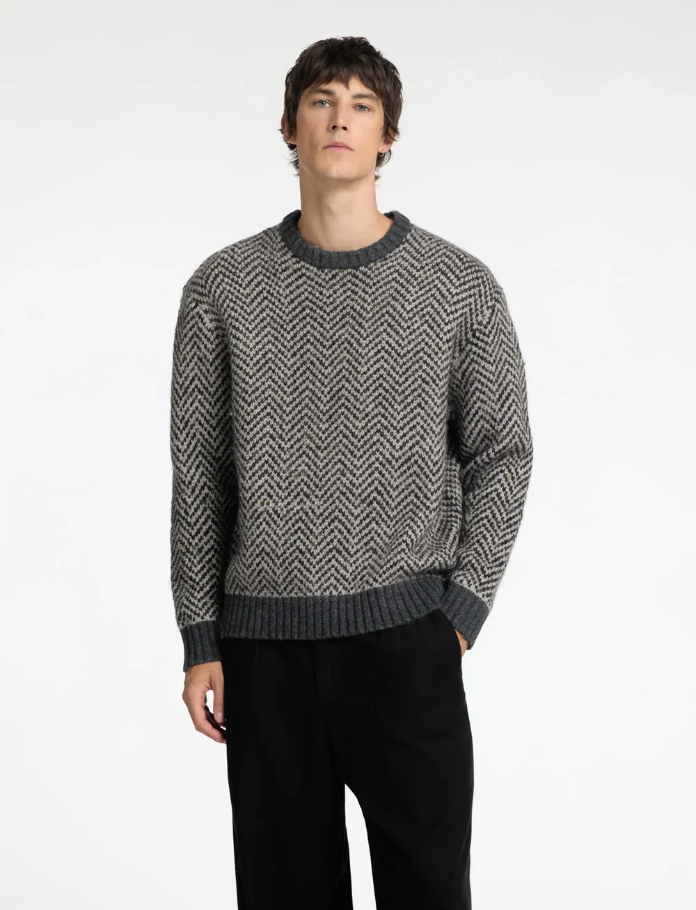 Selected - SLHHARRY LS KNIT RELAXED CREW NECK - rundhalsad - flint gray - 0