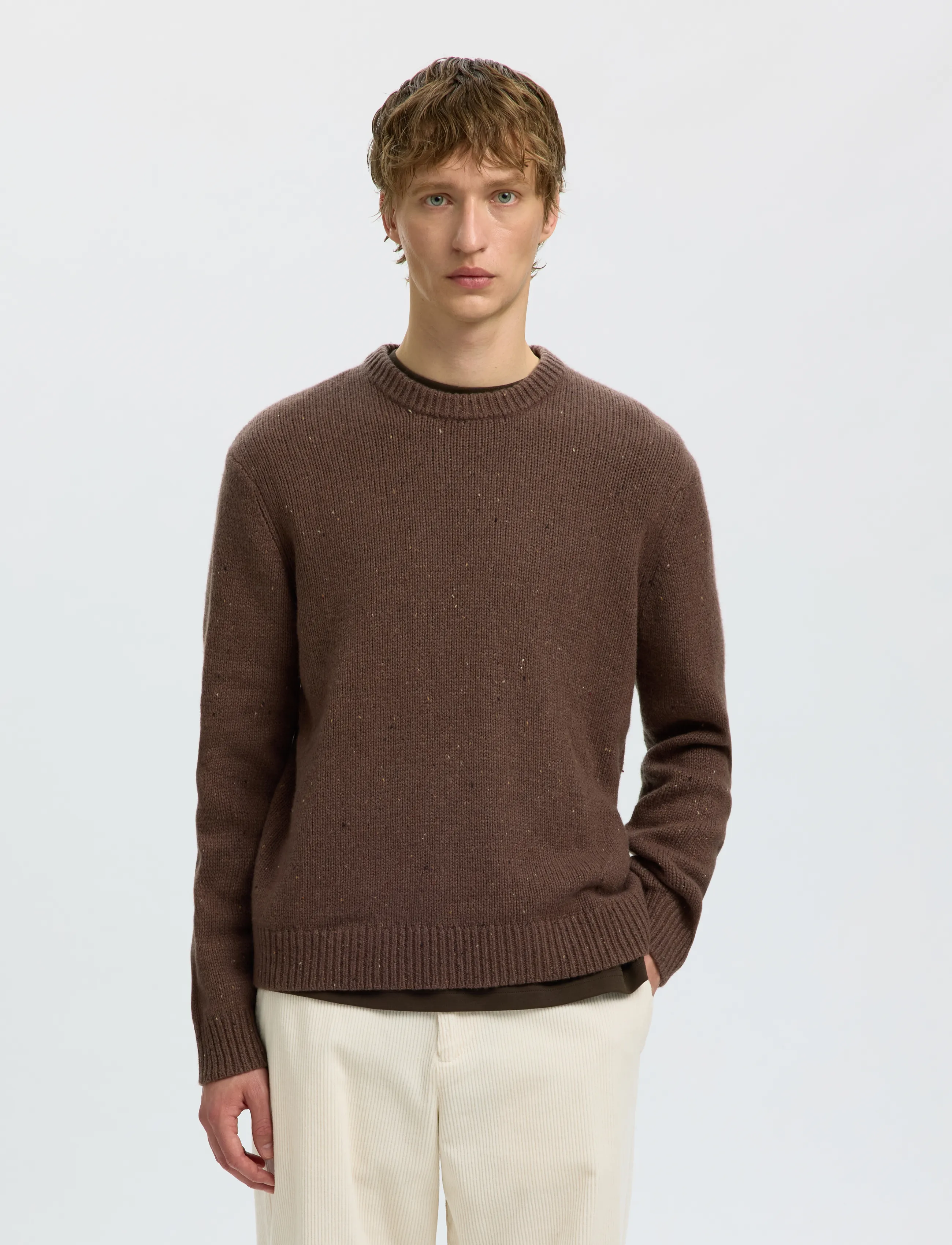 SELECTED Slmcody Ls Knit Rlx Crew Neck Noos långärmade t-shirts herr – bild 2