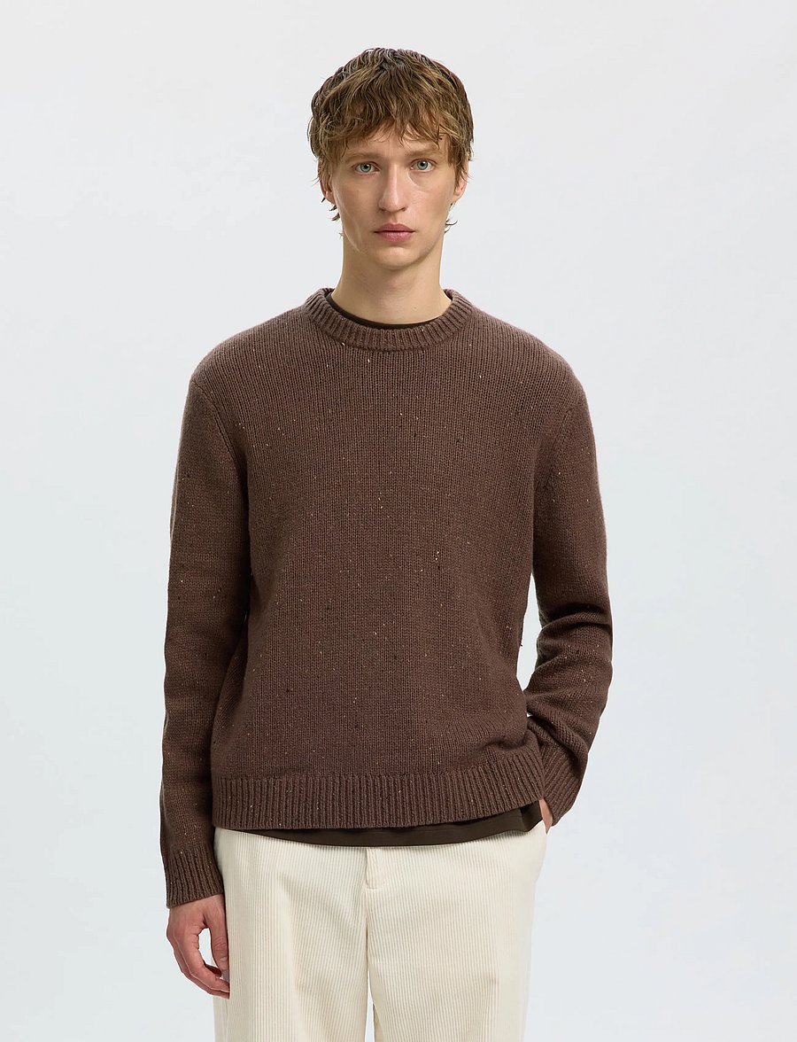 Selected - SLMCODY LS KNIT CREW NECK NOOS - rundhals - chocolate chip - 0