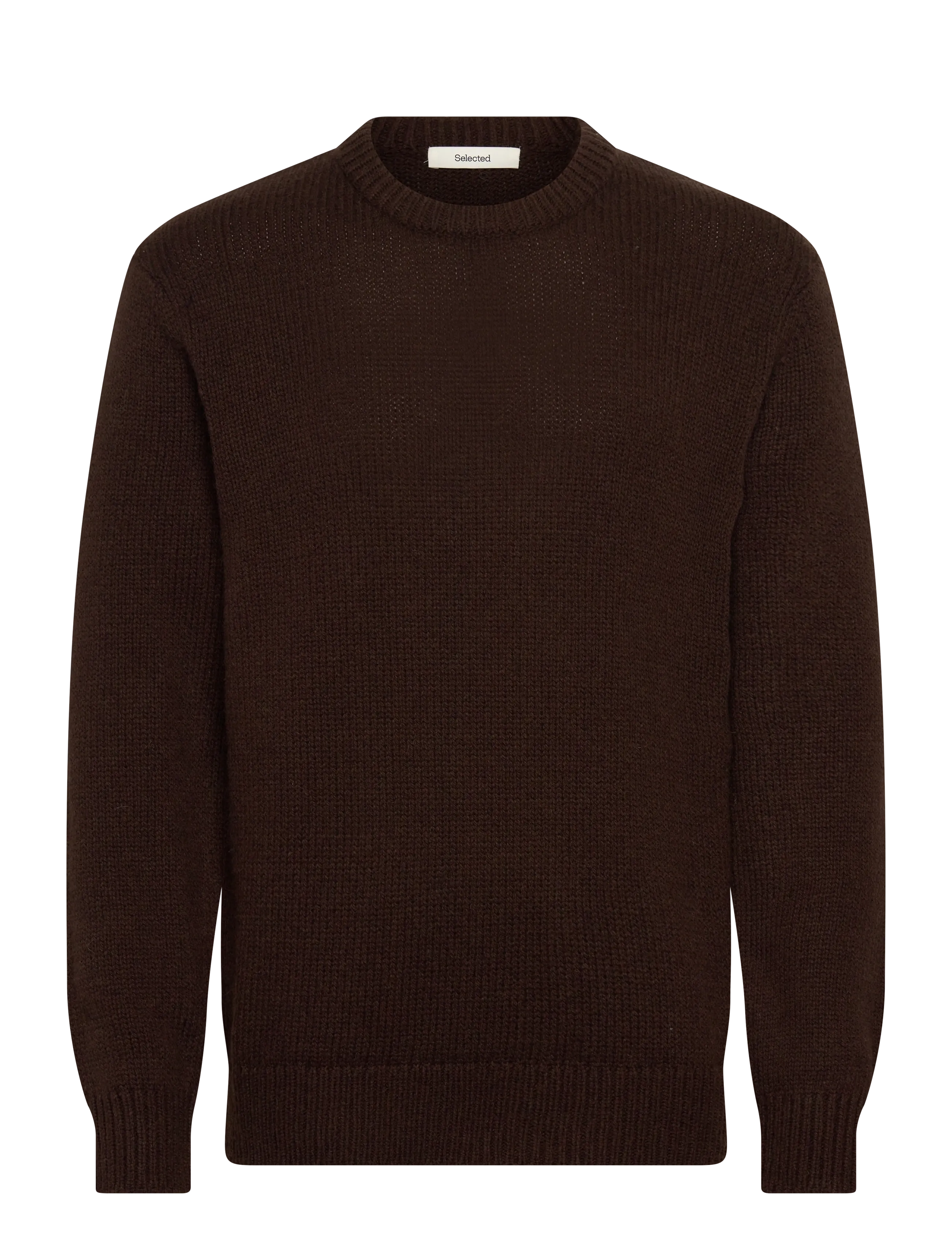 Selected SLMCODY LS KNIT CREW NECK NOOS - Strik - DEMITASSE / brown