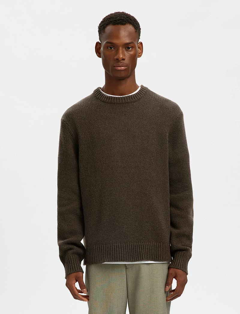 Selected - SLHCODY LS KNIT RELAXED CREW NECK NOOS - Ümmarguse kaelusega kudumid - demitasse - 0