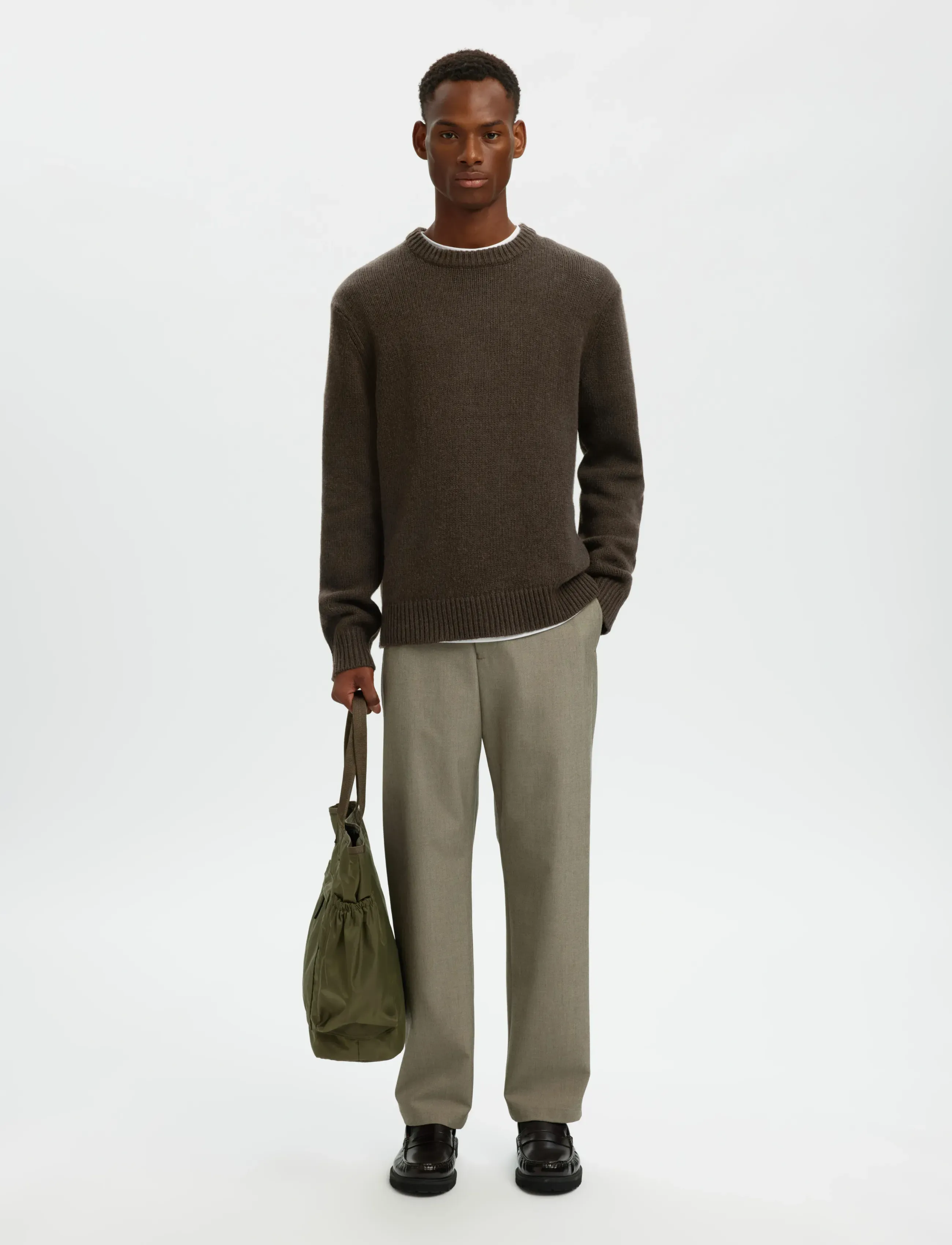 SELECTED Slmcody Ls Knit Rlx Crew Neck Noos långärmade t-shirts herr – bild 6