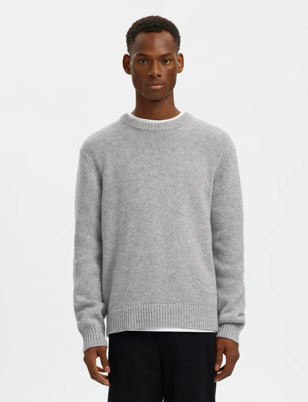 Selected - SLHCODY LS KNIT RELAXED CREW NECK NOOS - rundhalsad - light grey melange - 0