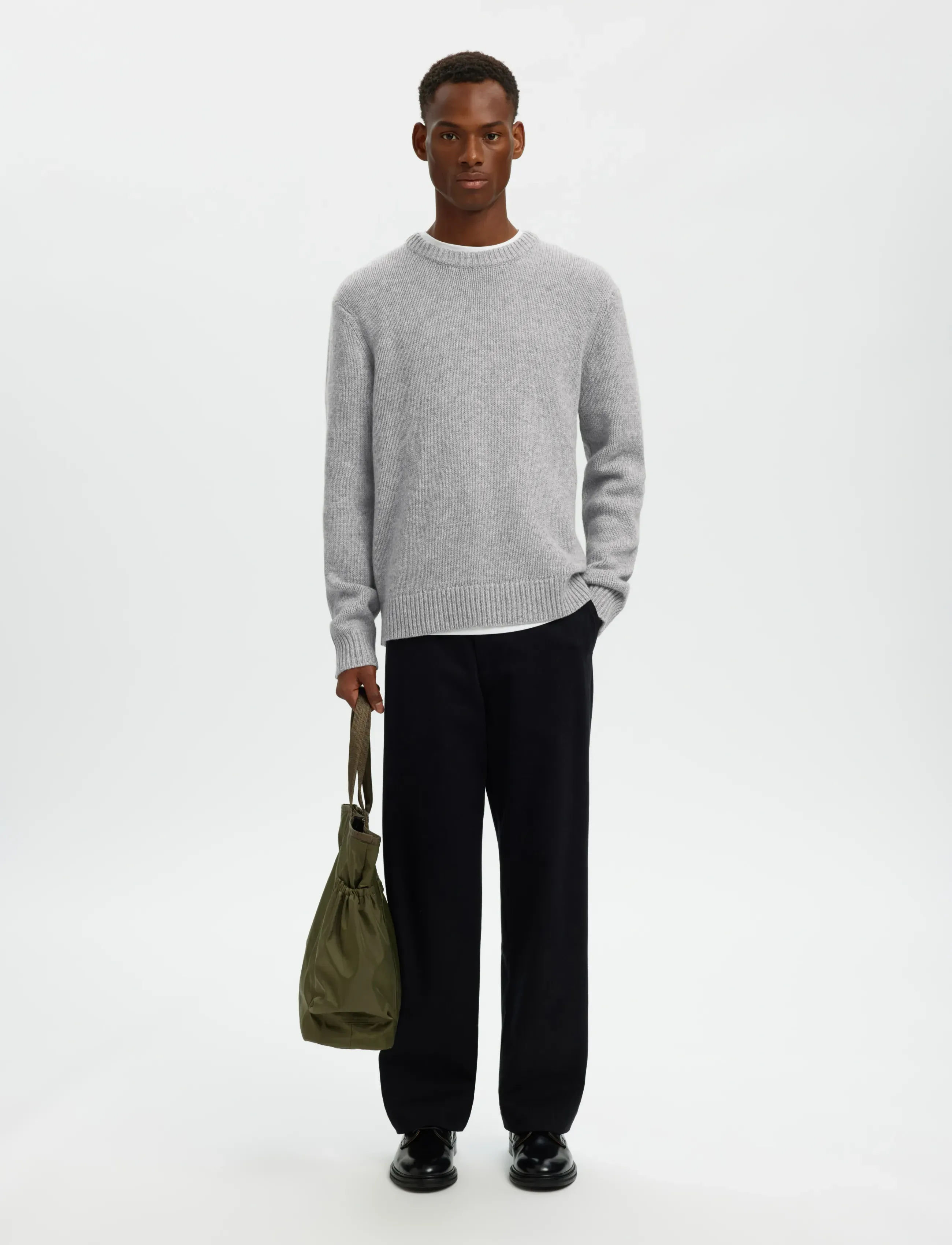 SELECTED Slmcody Ls Knit Rlx Crew Neck Noos långärmade t-shirts herr – bild 3