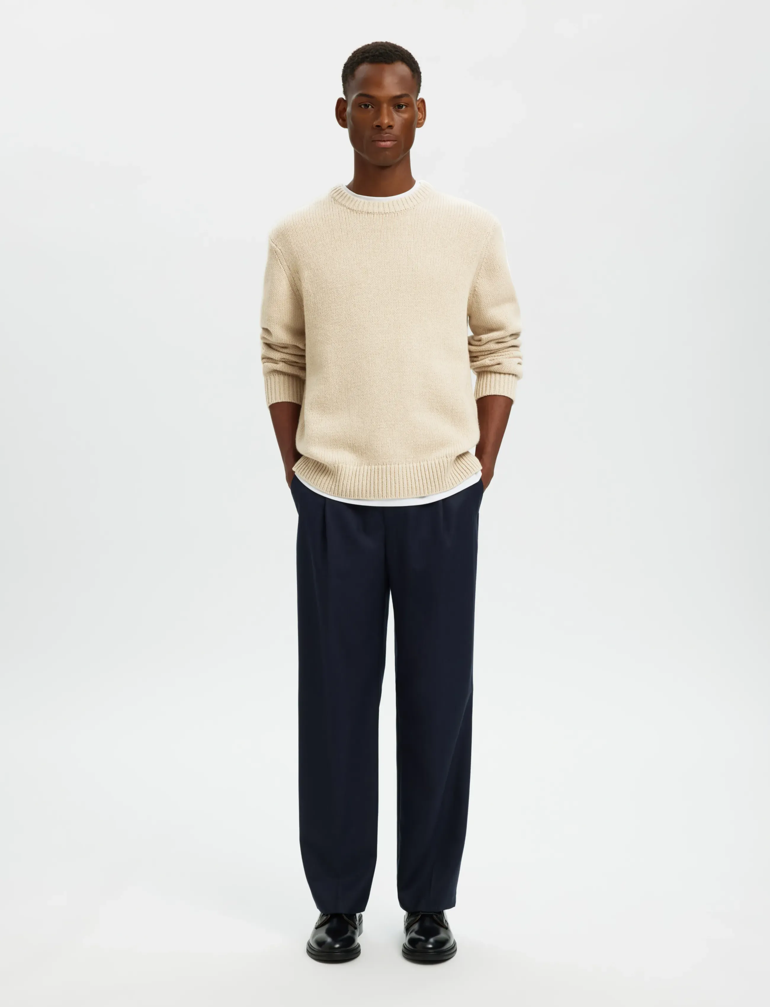 Selected - SLMCODY LS KNIT CREW NECK NOOS - rund hals - oatmeal - 5